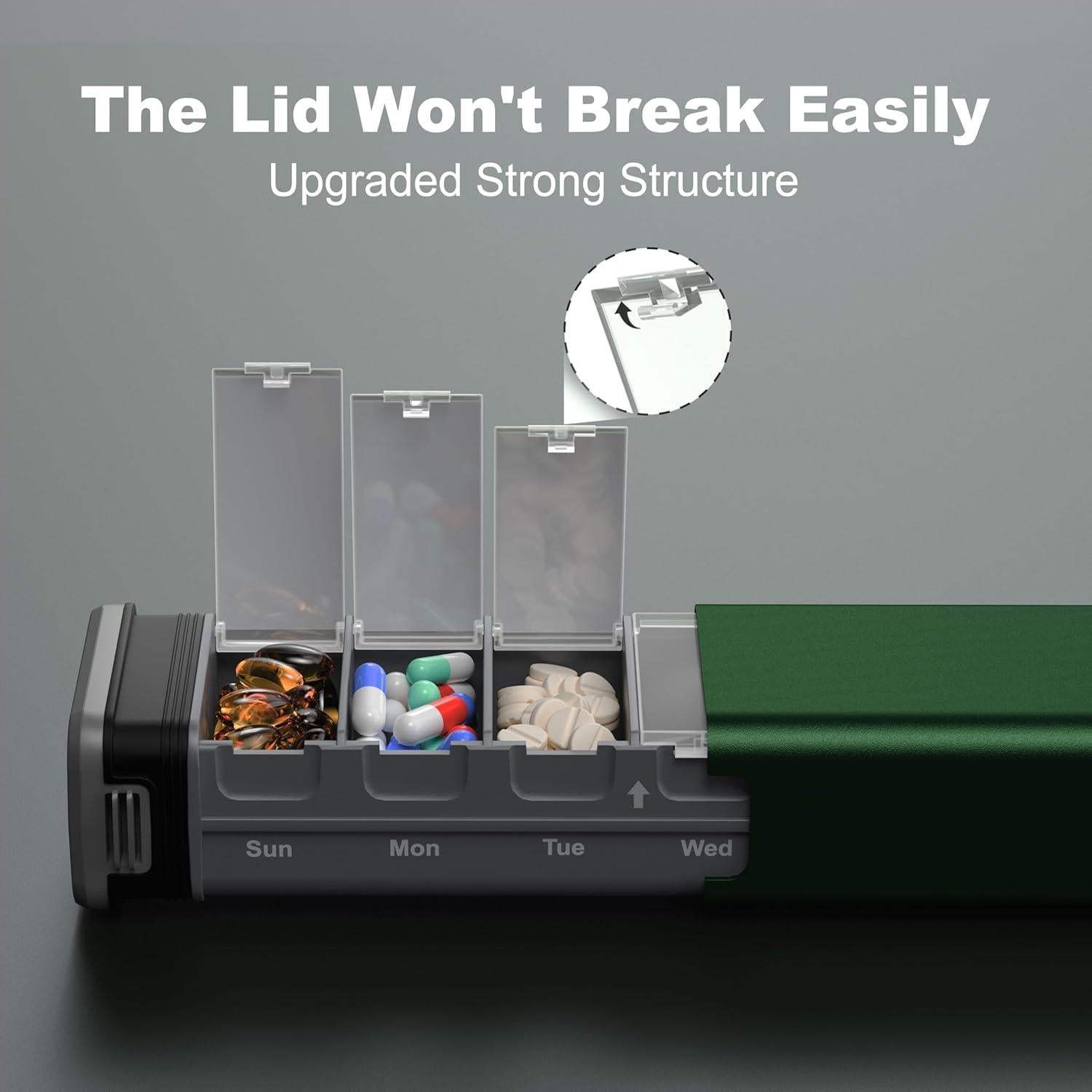 Organizador de Pastillas Semanal Kursoaya Aluminio Verde Cazador