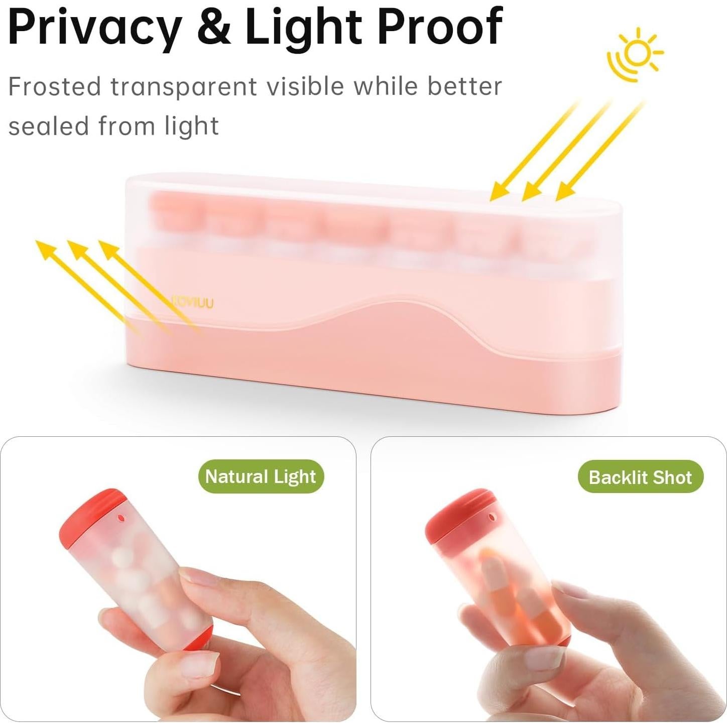 Organizador Semanal de Pastillas KOVIUU Rosa 7 Días Desmontable