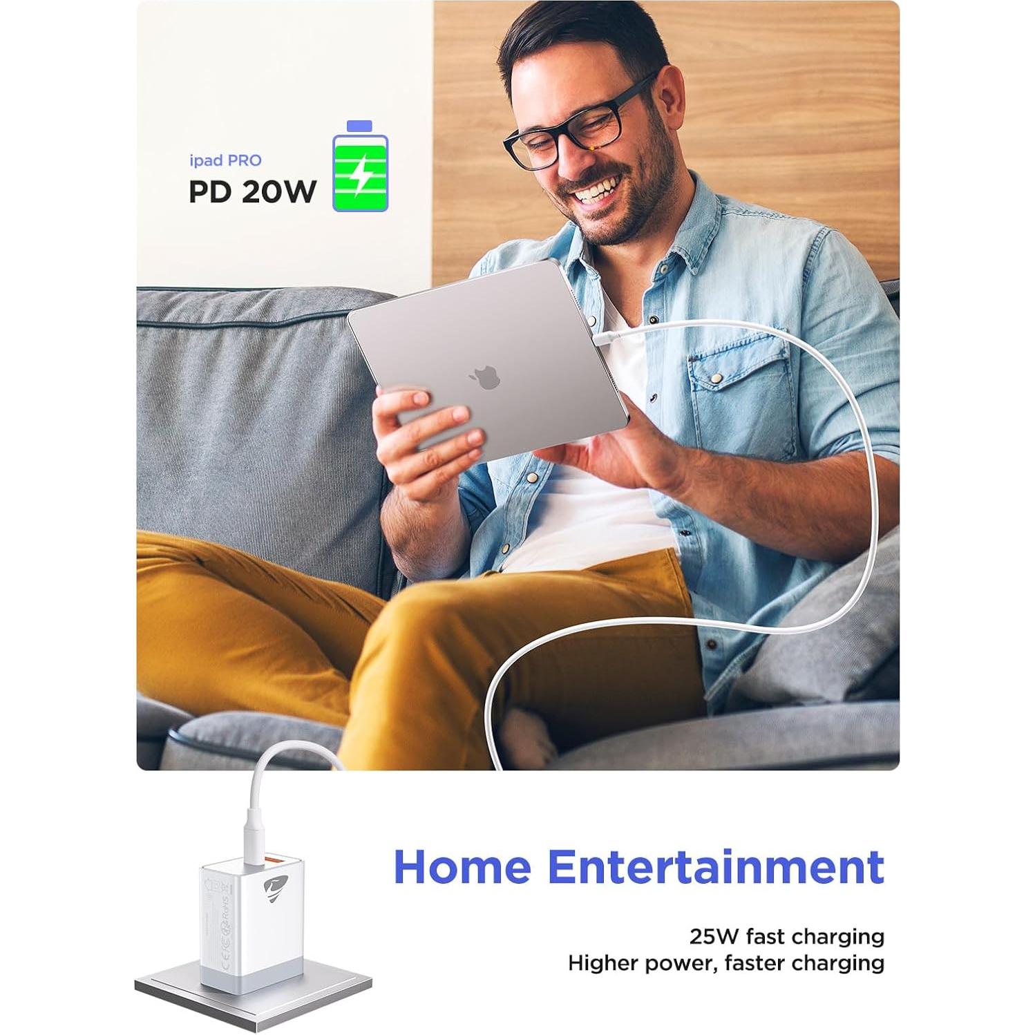 Cargador USB-C 20W CHONGZHENG Adaptador de Pared Blanco