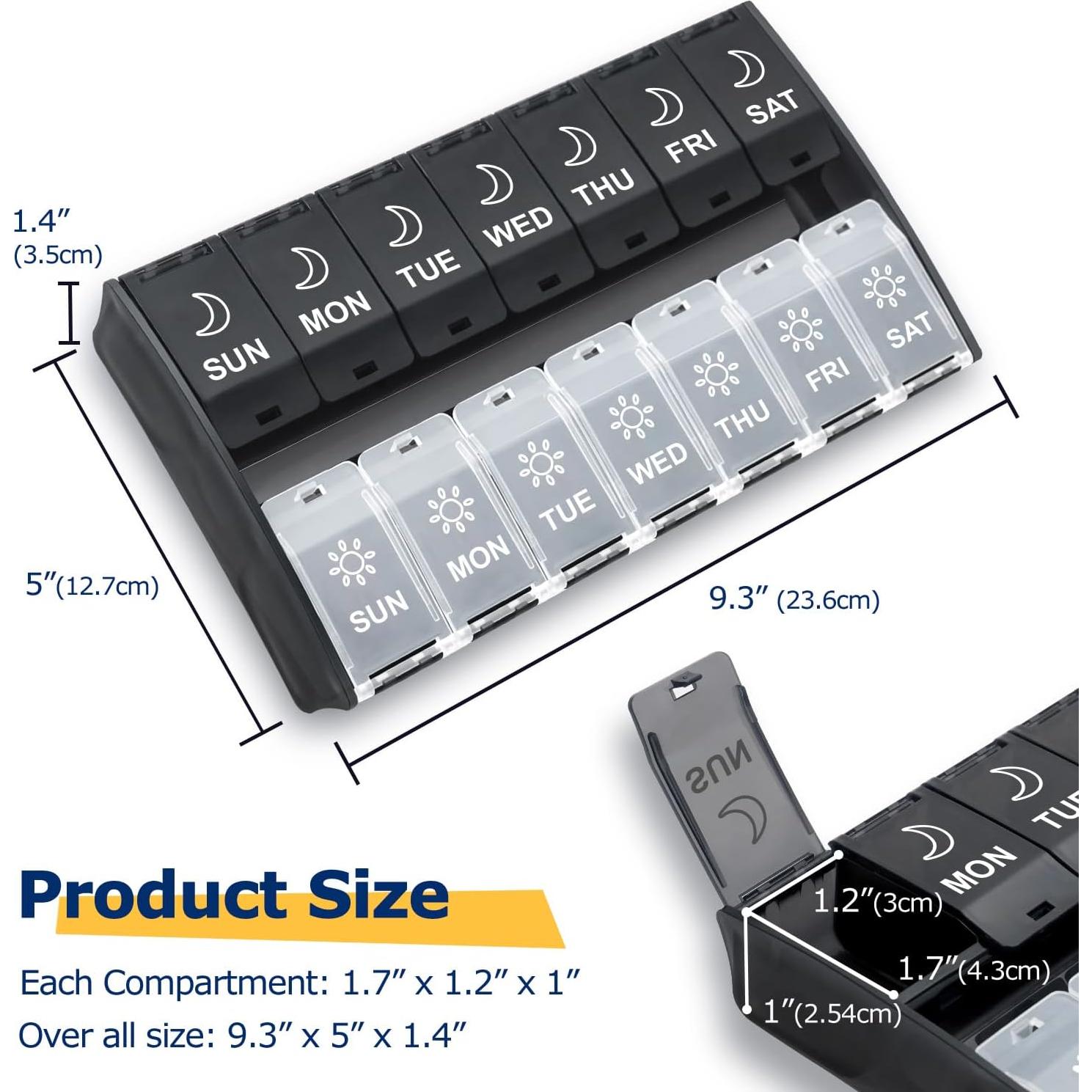 Organizador de Pastillas Semanal XL Newayflash 2 Veces al Día