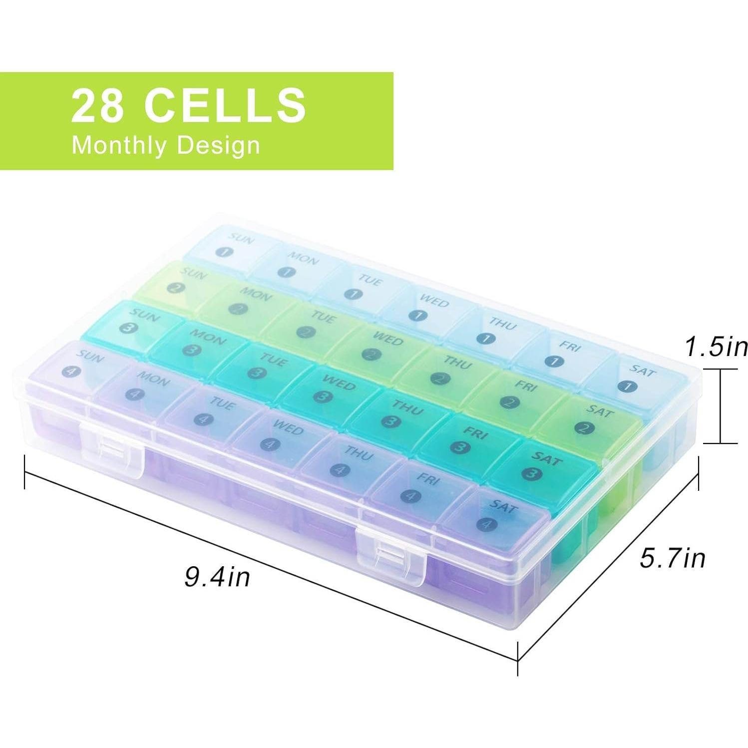 Organizador de Pastillas Mensual XL DANYING 28 Compartimentos