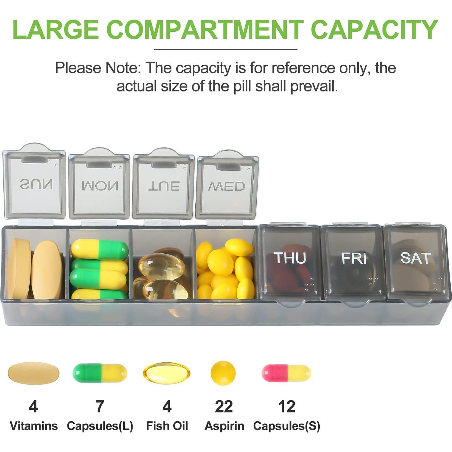 Organizador Semanal de Pastillas Qeedy - 4 Colores, 7 Días