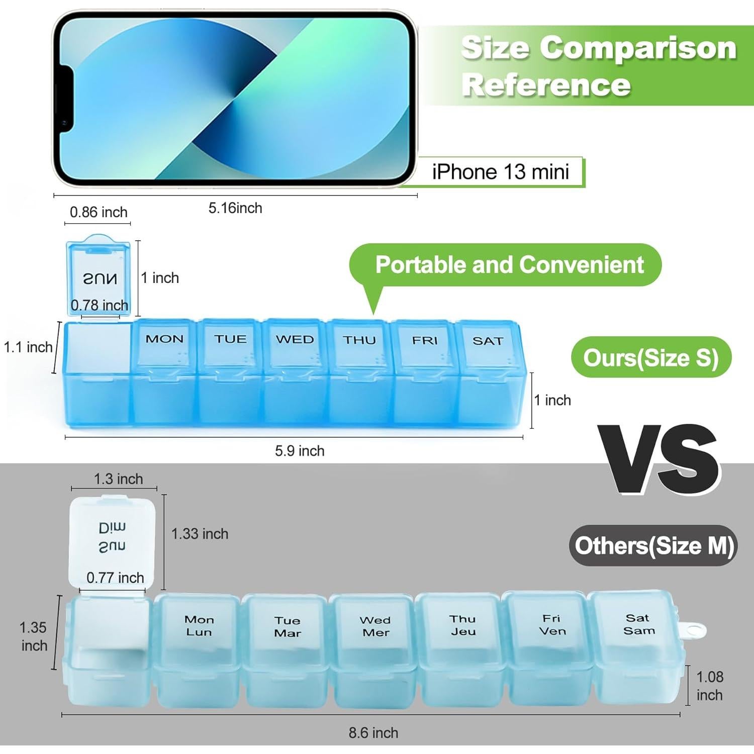 Organizador Semanal de Pastillas Qeedy - 4 Colores, 7 Días