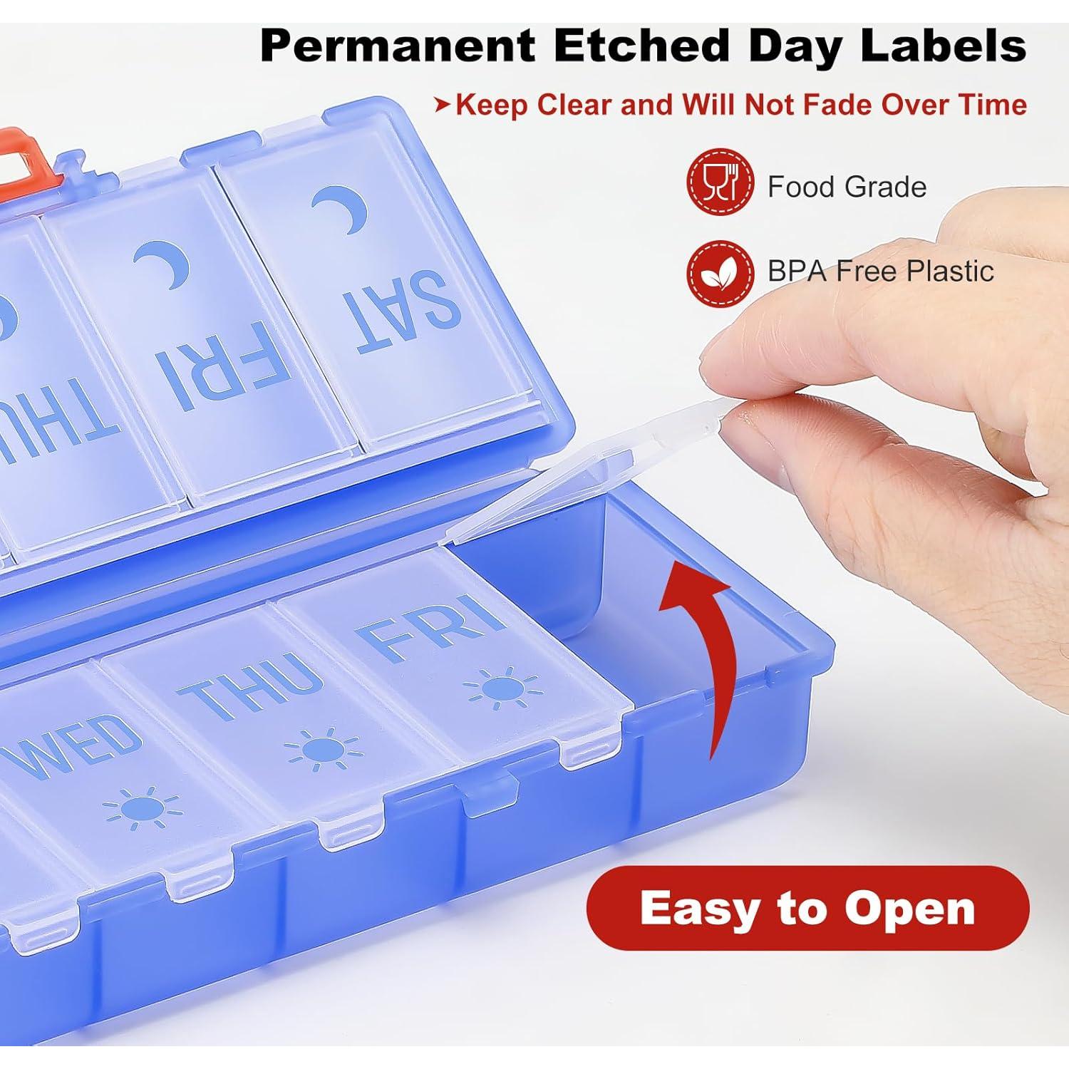 Organizador de Pastillas Plegable AOZITA 7 Días AM PM Azul Claro