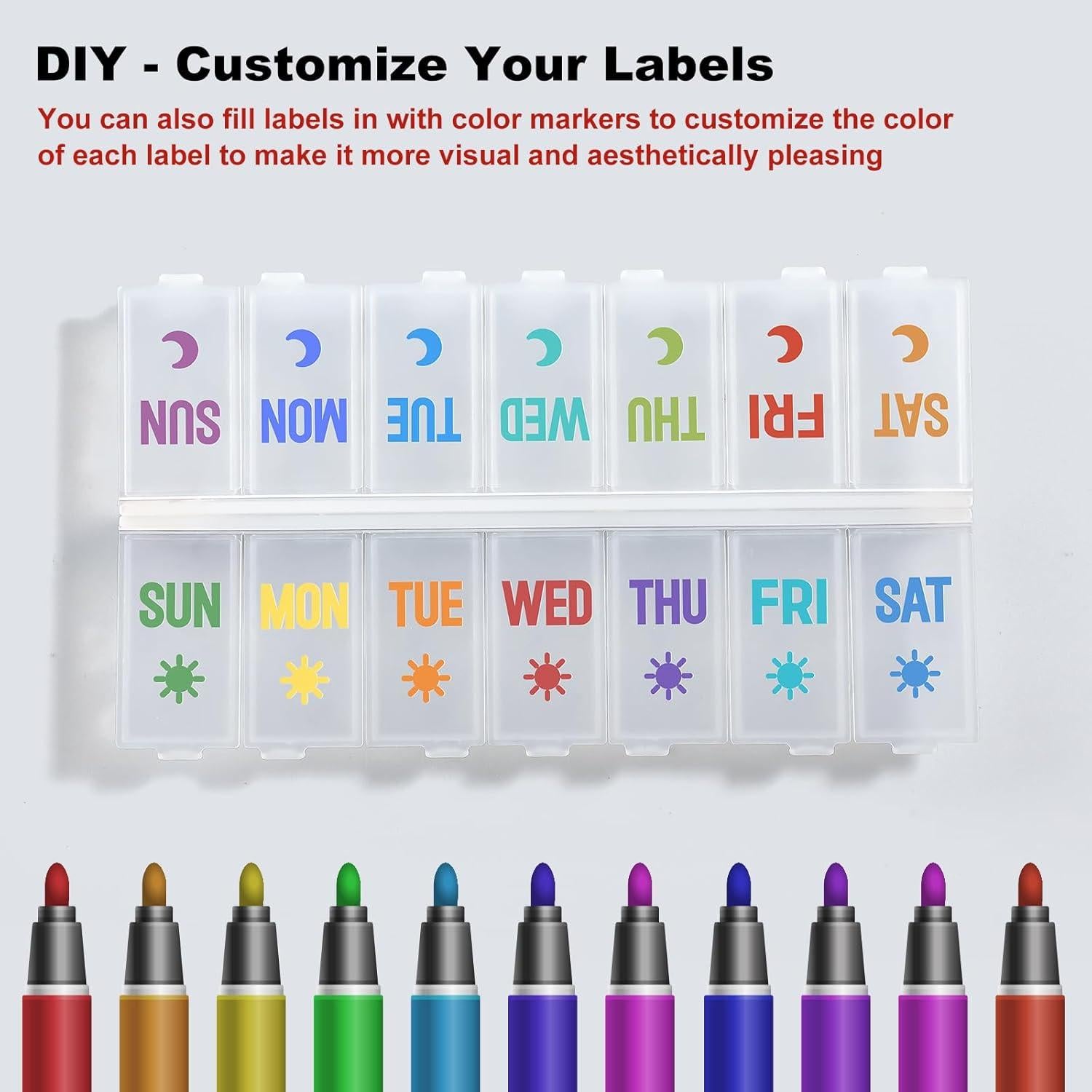 Organizador de Pastillas Plegable AOZITA 7 Días AM PM Azul Claro