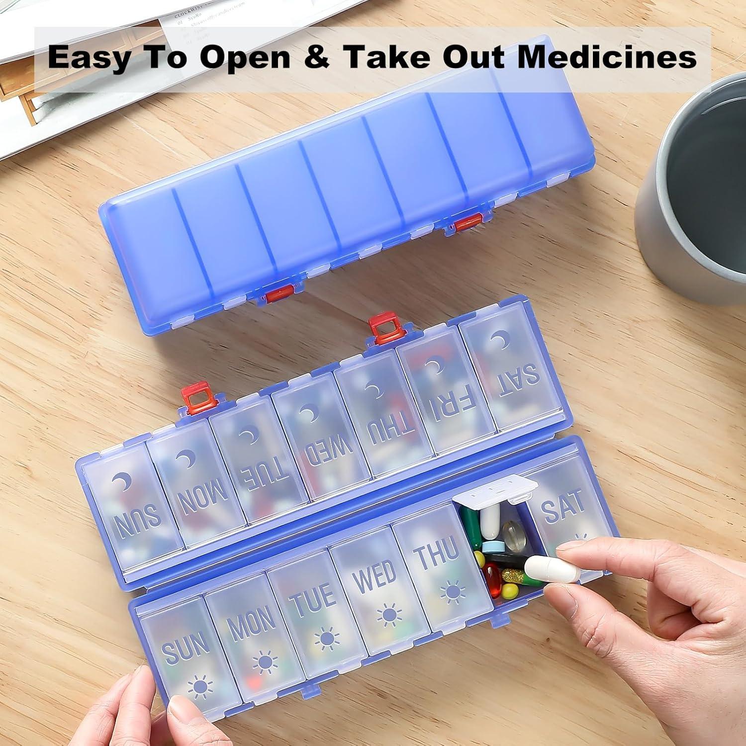 Organizador de Pastillas Plegable AOZITA 7 Días AM PM Azul Claro