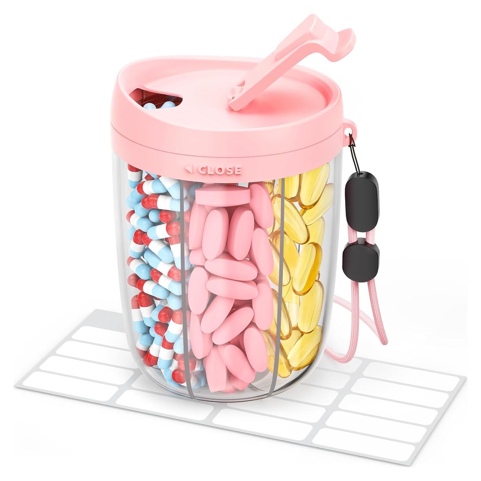 Dispensador de Pastillas AMOOS Rosa 6 Compartimentos Libre de BPA