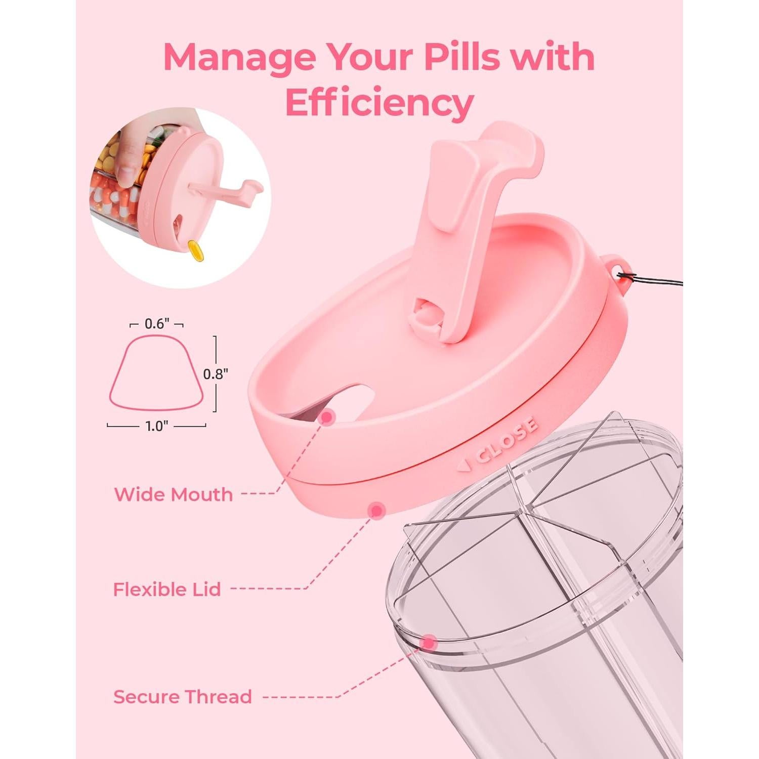 Dispensador de Pastillas AMOOS Rosa 6 Compartimentos Libre de BPA