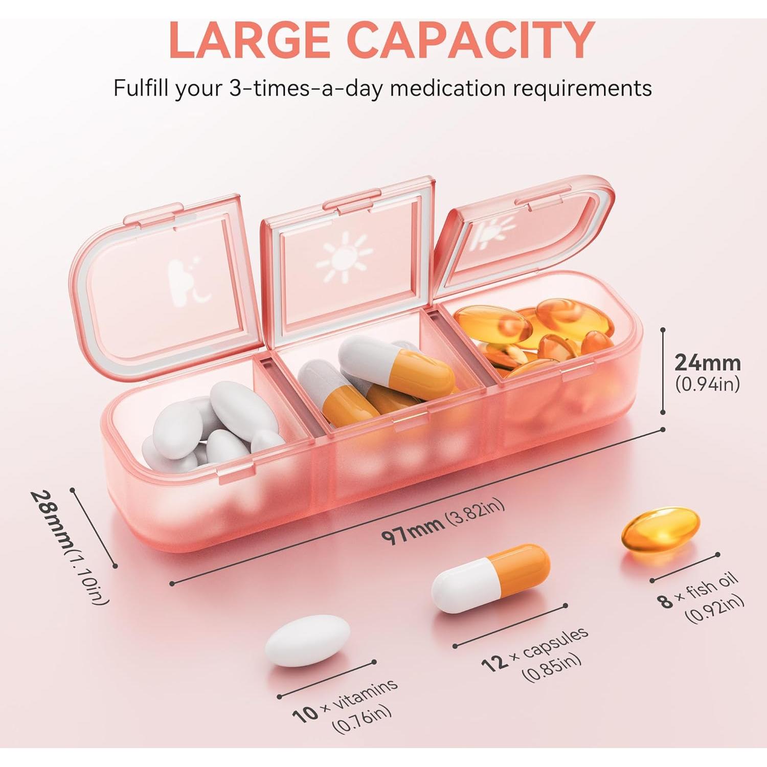 Organizador de Pastillas Semanal GloDeals Rosa 3 Dosis Diarias