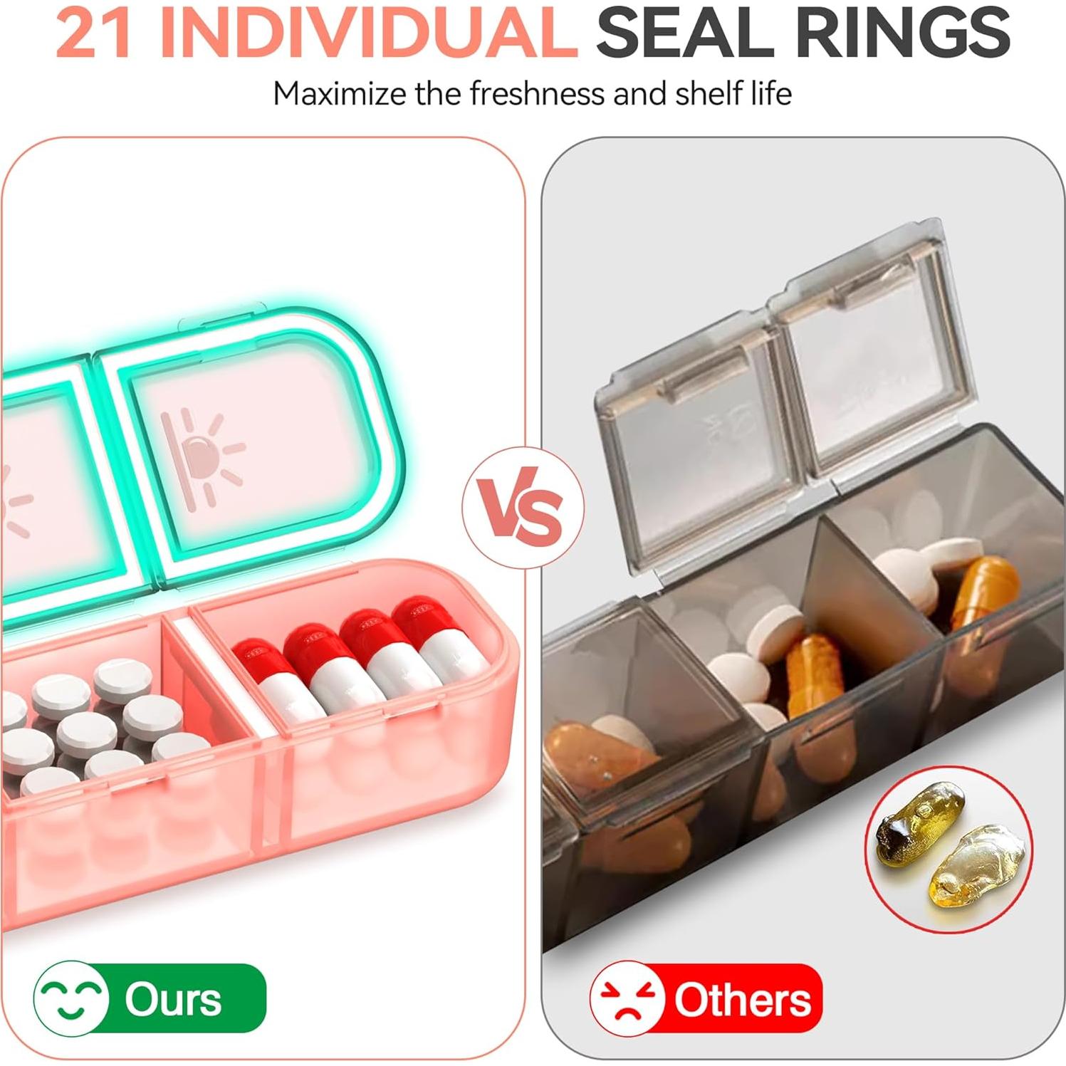 Organizador de Pastillas Semanal GloDeals Rosa 3 Dosis Diarias