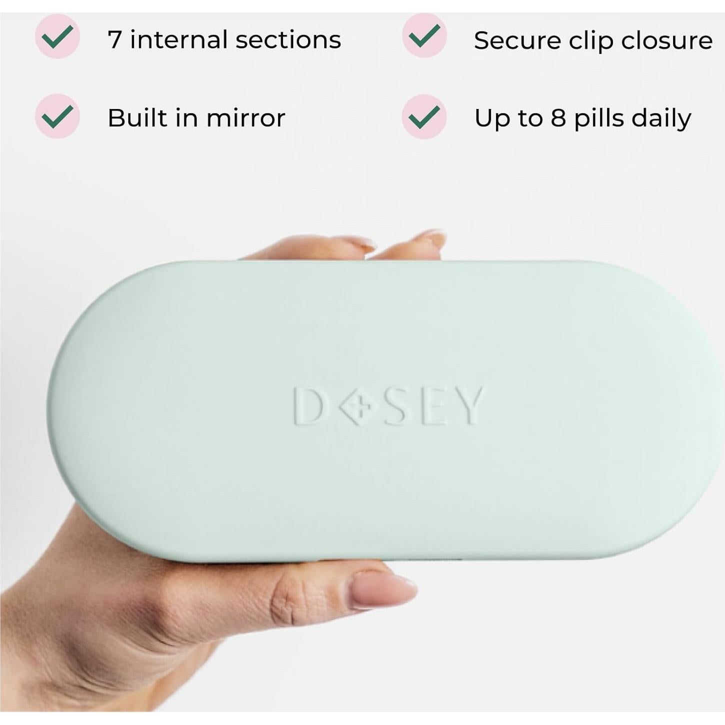 Organizador de Pastillas Dosey Compacto 7 Días con Espejo Salvia