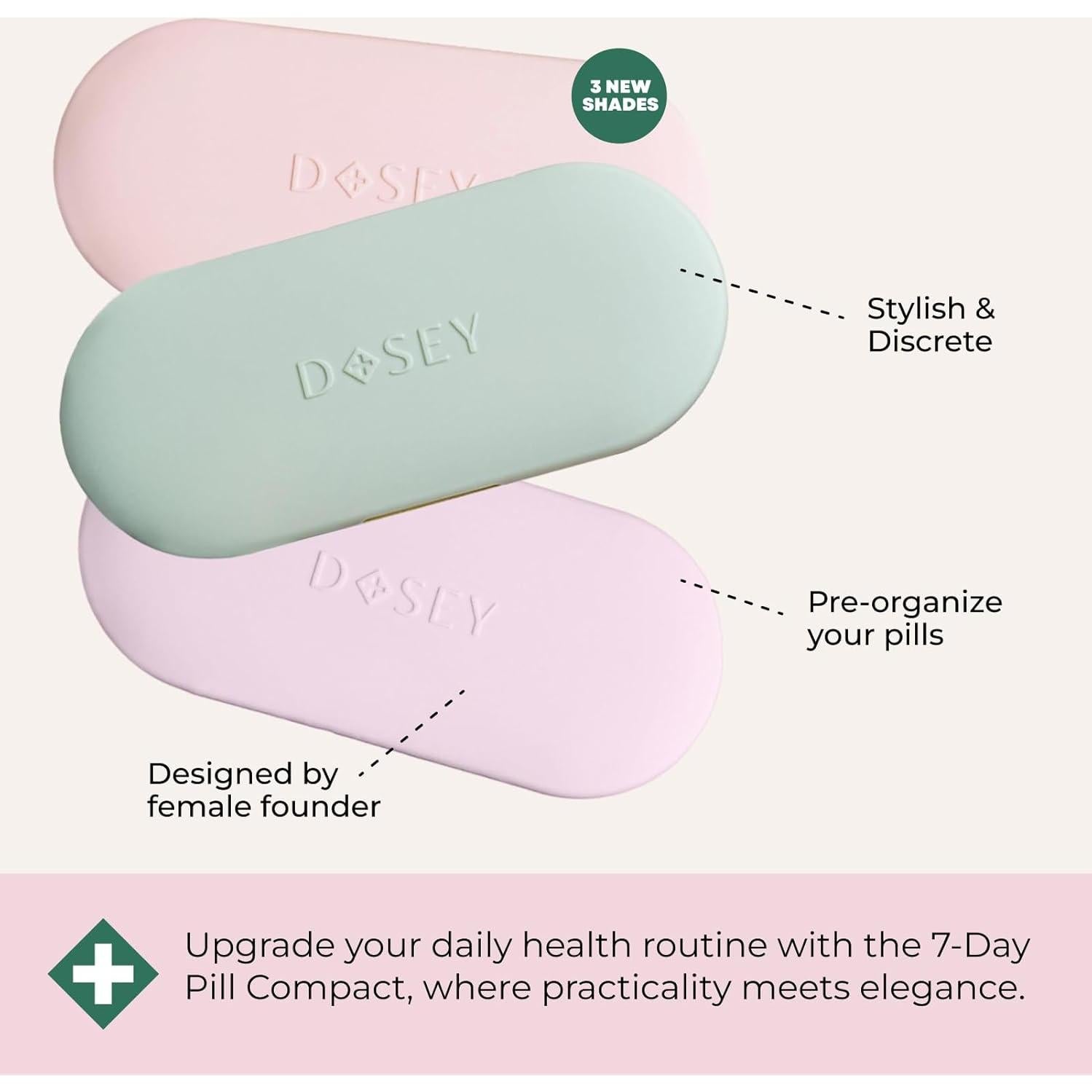 Organizador de Pastillas Dosey Compacto 7 Días con Espejo Salvia