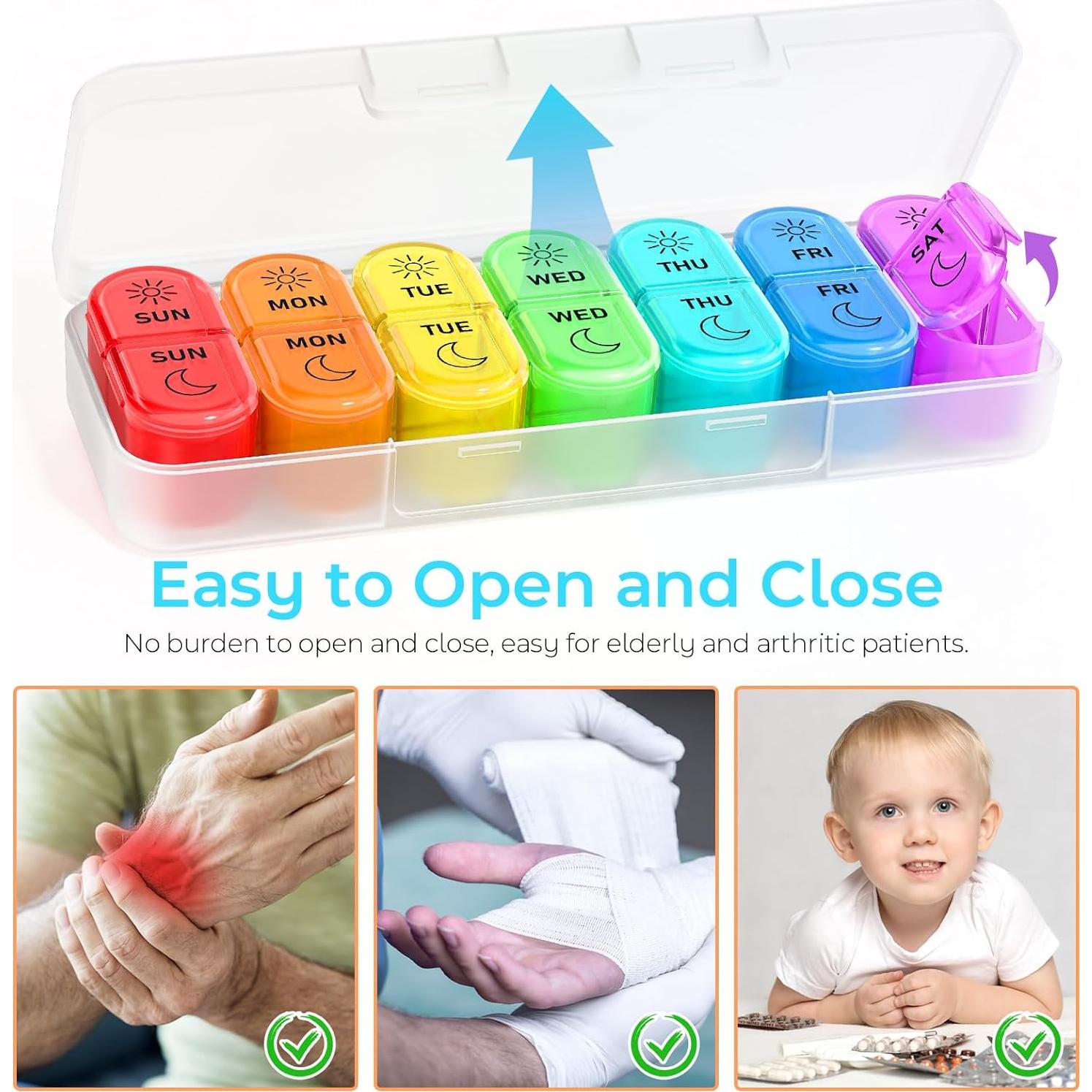 Organizador Semanal de Pastillas AM PM - 7 Días Arcoíris