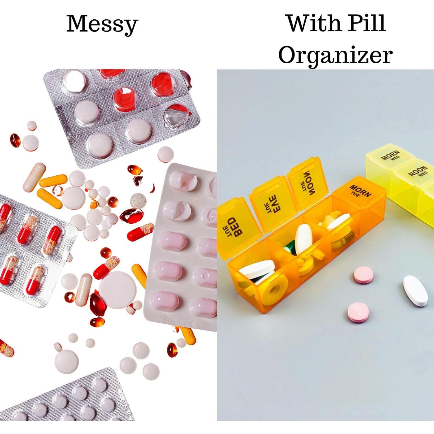 Organizador de Pastillas Semanal Mloowa 28 Compartimentos 4 Veces al Día