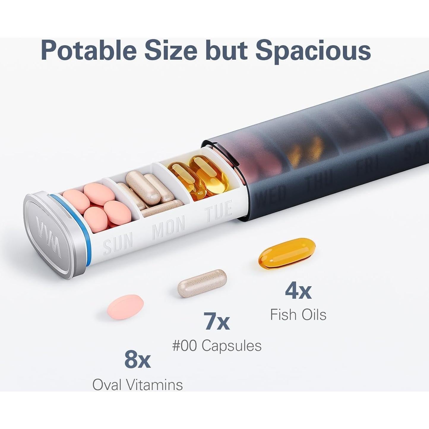 Organizador Semanal de Pastillas VVM 7 Días Ergonomico Negro