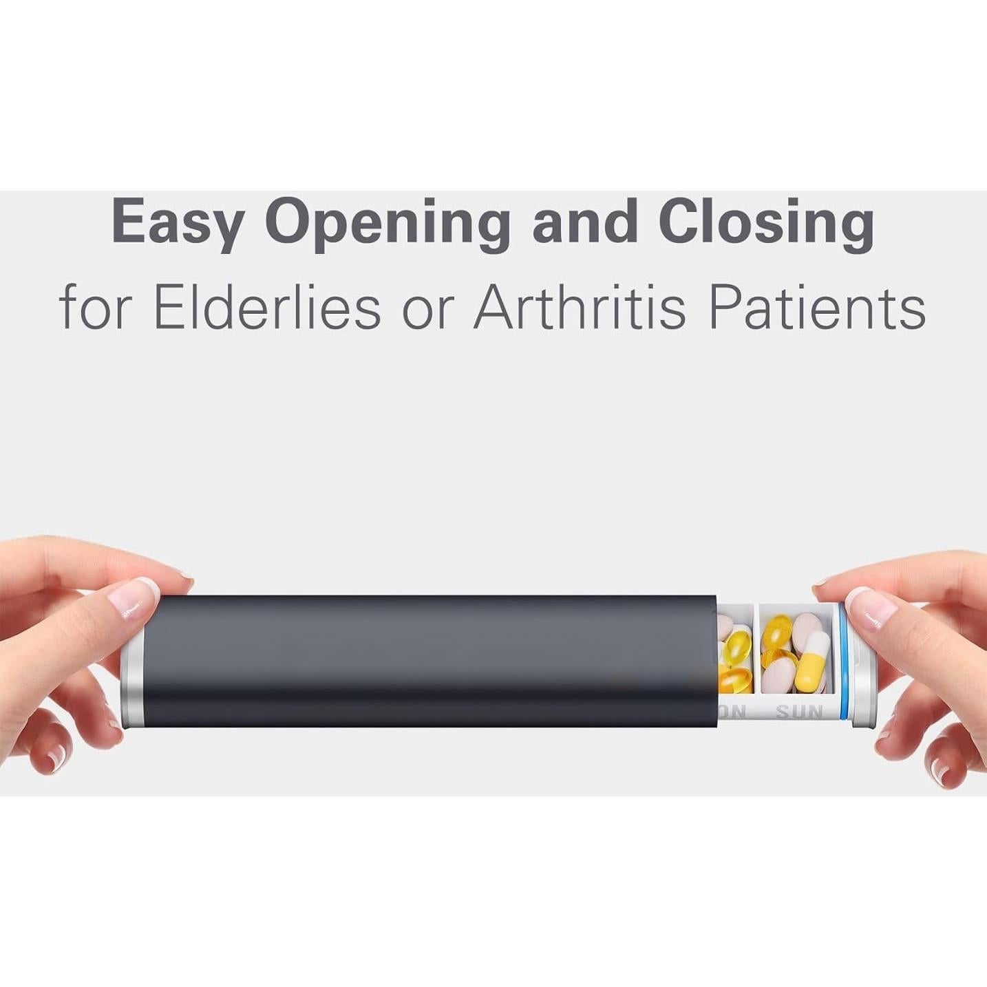 Organizador Semanal de Pastillas VVM 7 Días Ergonomico Negro