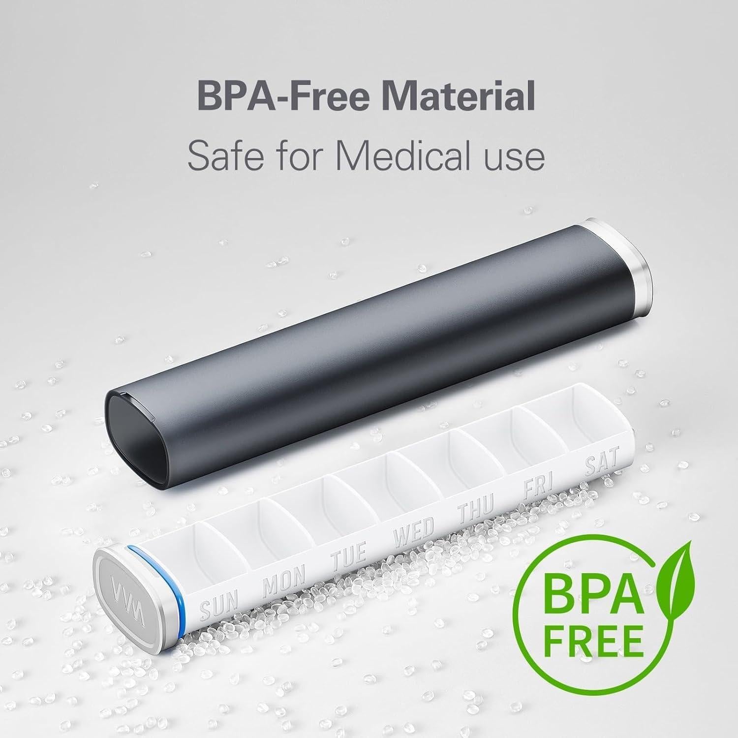 Organizador Semanal de Pastillas VVM 7 Días Ergonomico Negro