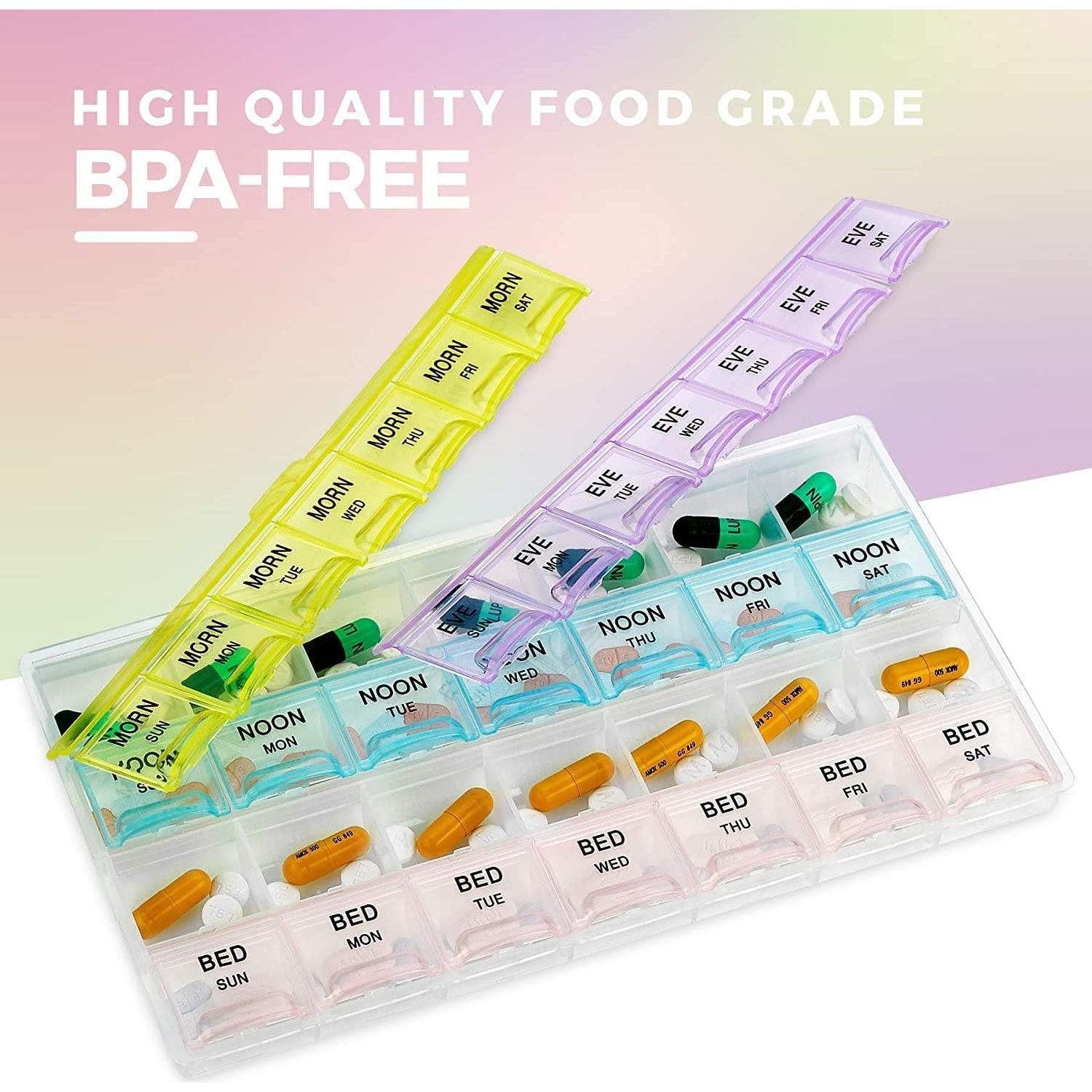 Organizadores de Pastillas MEDca - Paquete de 2, 28 Compartimentos