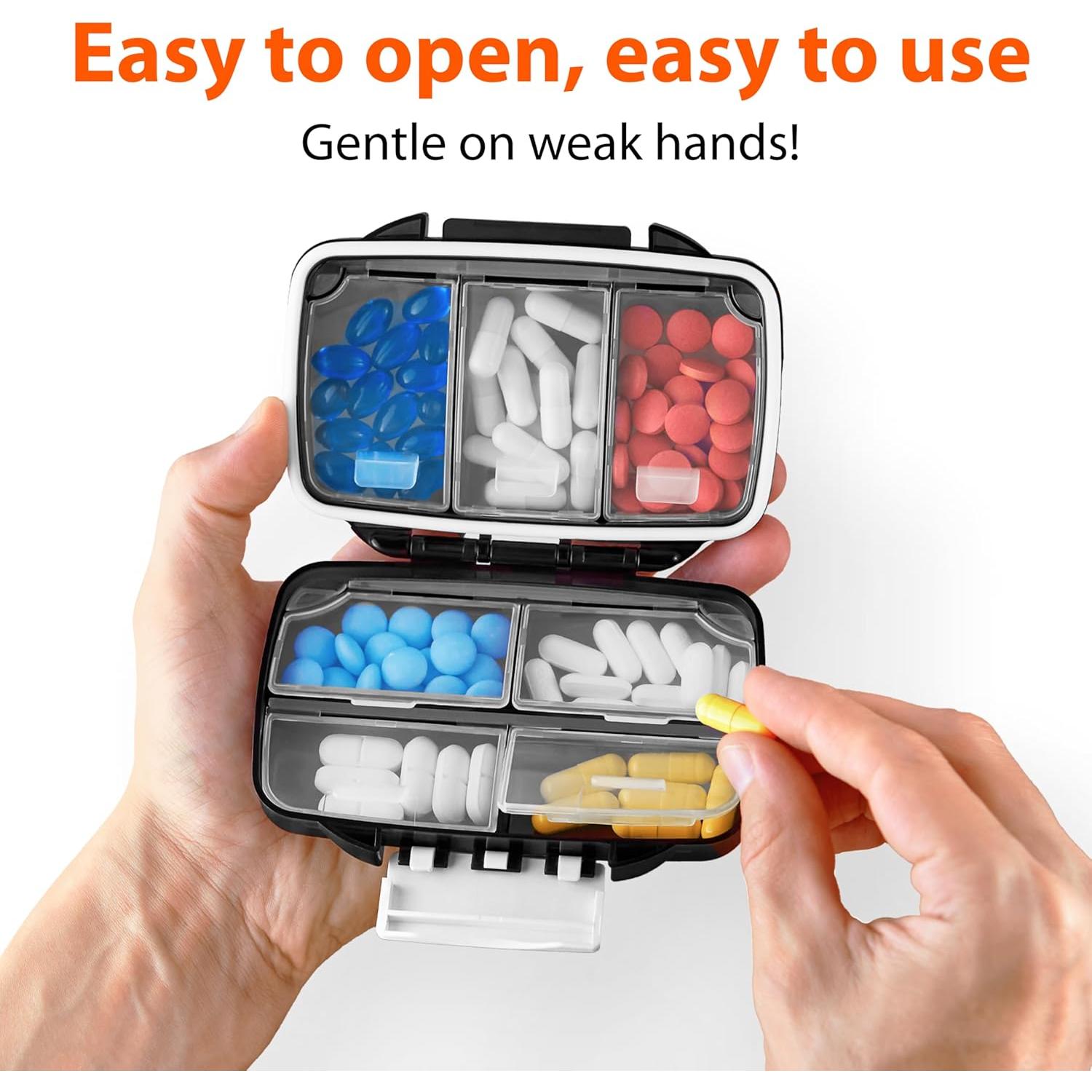 Organizador de Pastillas de Viaje Bexeen Negro 7 Compartimentos