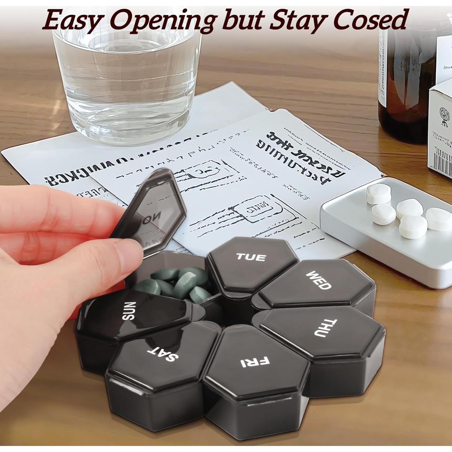 Organizador Semanal de Pastillas Zuiaso - 7 Días, Negro