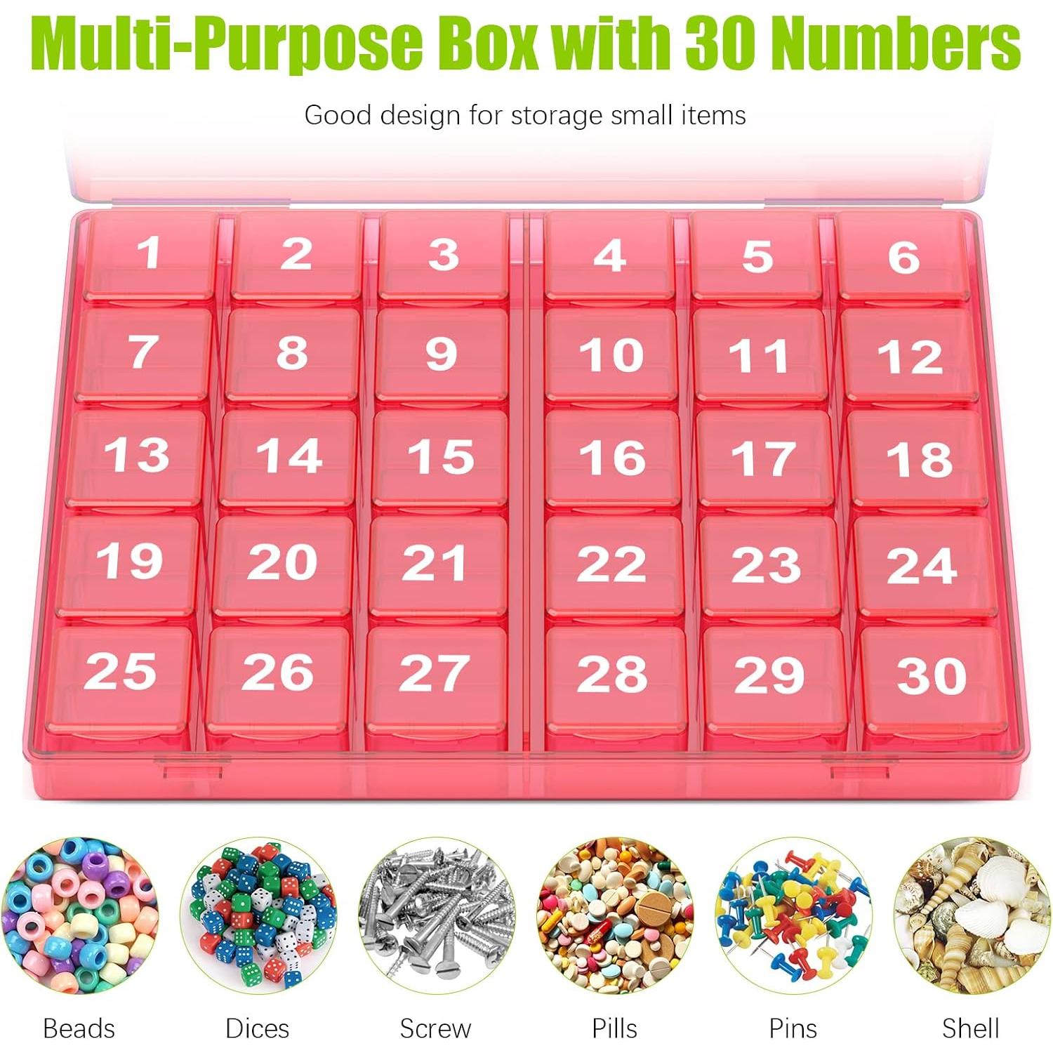 Organizador de Pastillas Mensual DOHIMGIO 30 Compartimentos Rosa