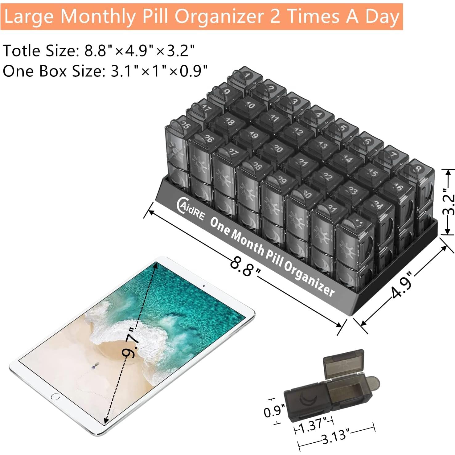 Organizador de Pastillas Mensual CAidRE 31 Días AM PM Negro
