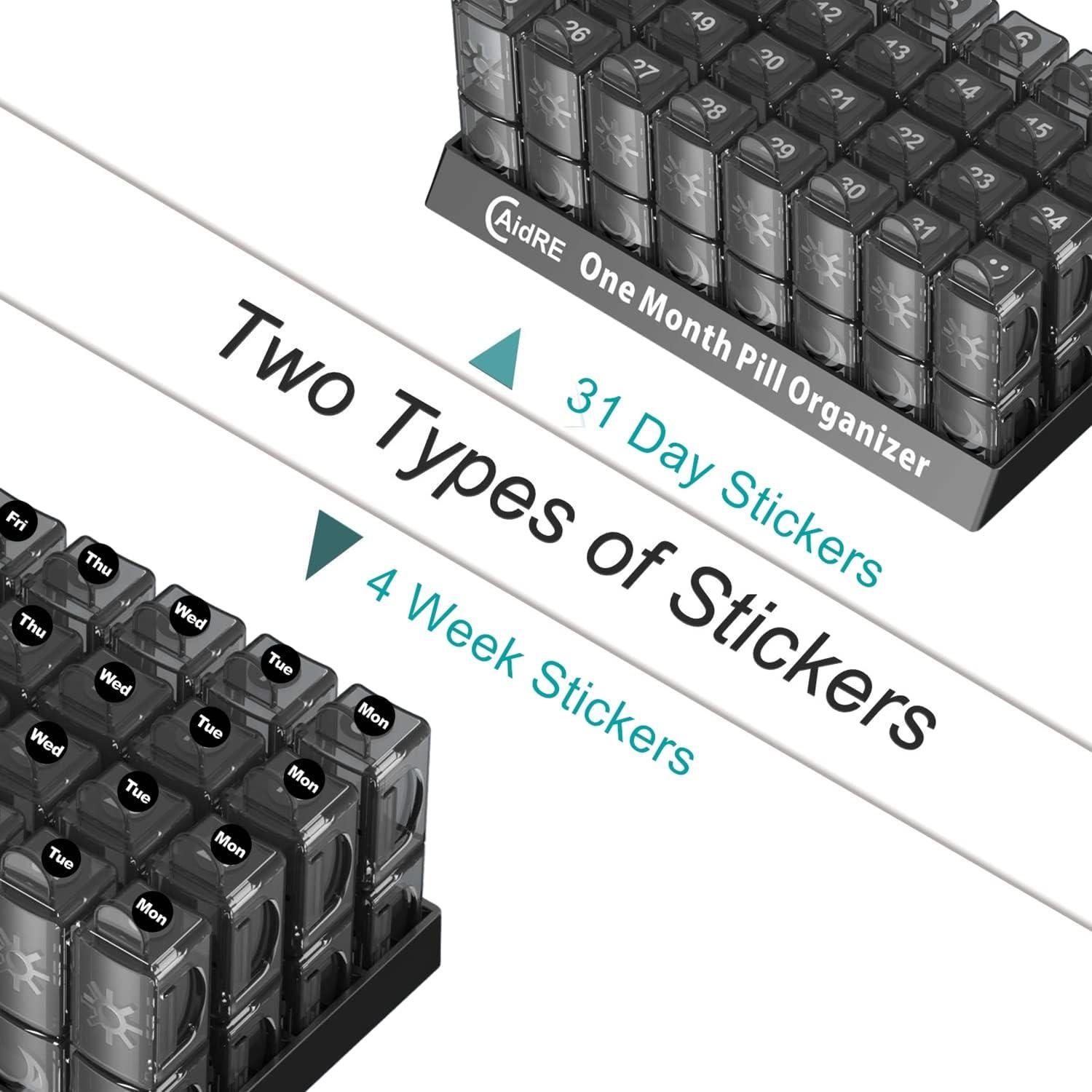 Organizador de Pastillas Mensual CAidRE 31 Días AM PM Negro