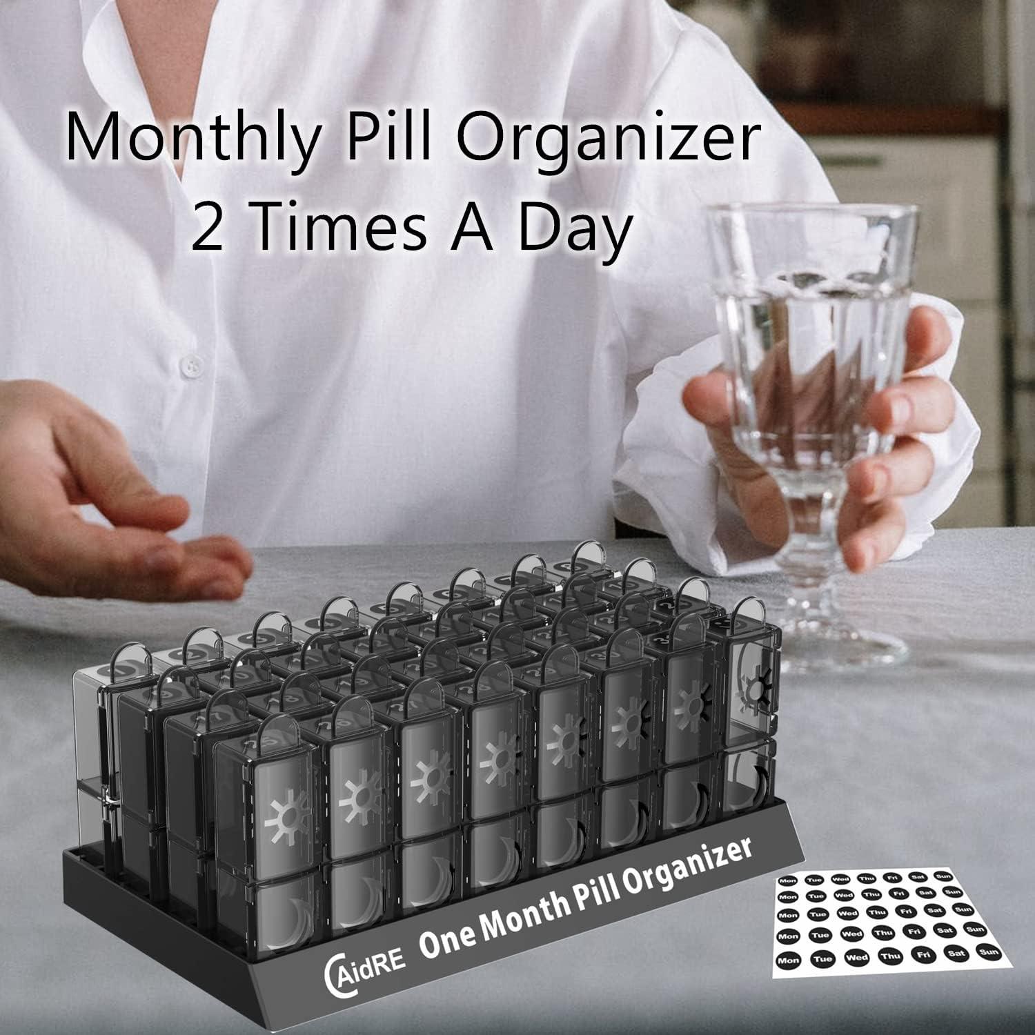 Organizador de Pastillas Mensual CAidRE 31 Días AM PM Negro