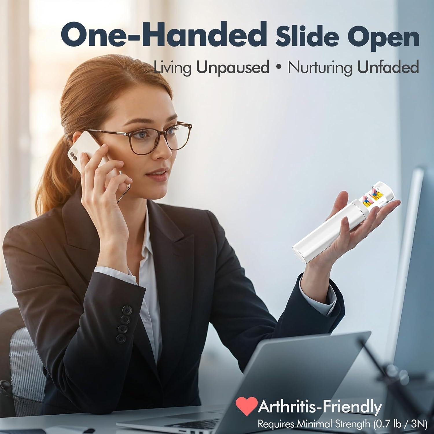 Organizador de Pastillas Portátil Pillex A-172 Blanco 18x5.4cm