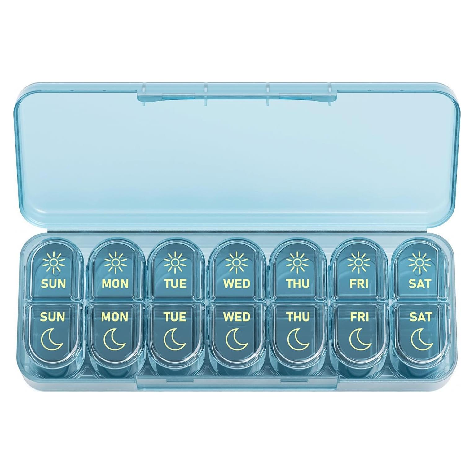 Organizador Semanal de Pastillas Daviky Azul 7 Días AM PM