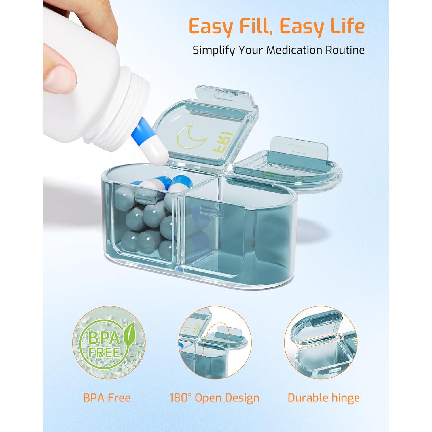 Organizador Semanal de Pastillas Daviky Azul 7 Días AM PM