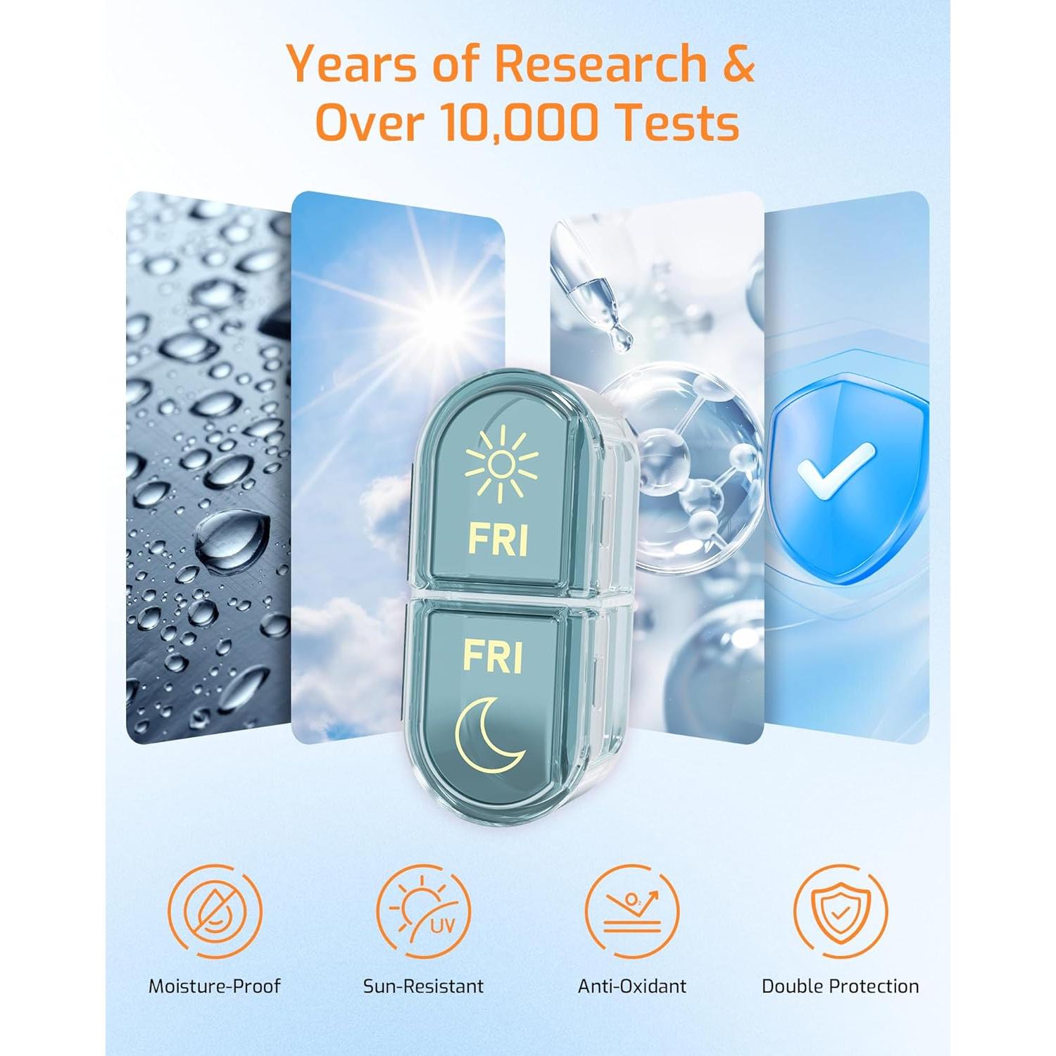 Organizador Semanal de Pastillas Daviky Azul 7 Días AM PM