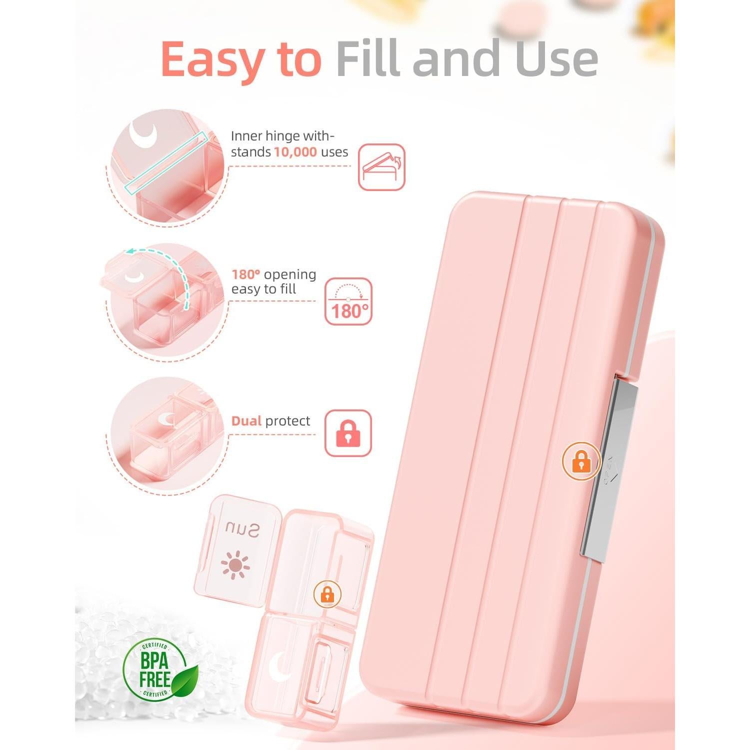 Organizador de Pastillas Semanal Betife Rosa Claro 7 Días