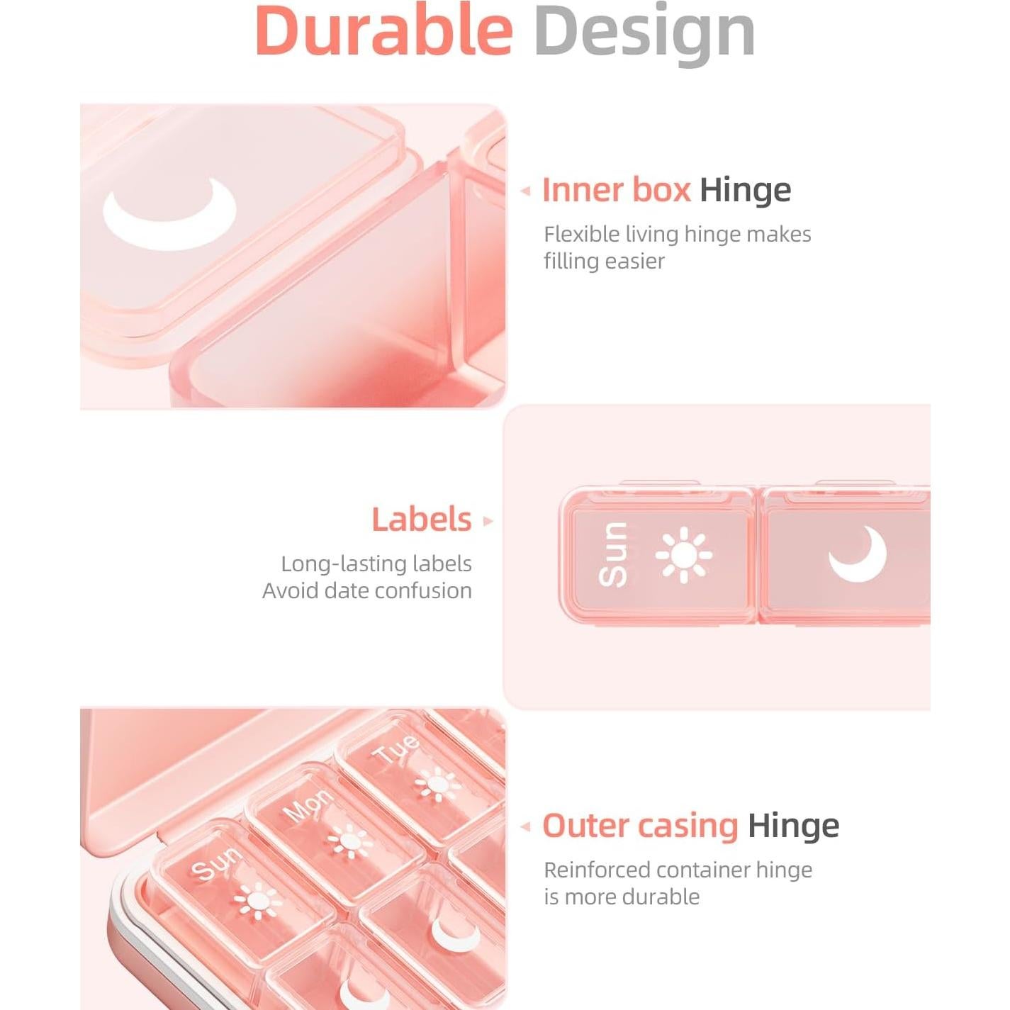 Organizador de Pastillas Semanal Betife Rosa Claro 7 Días