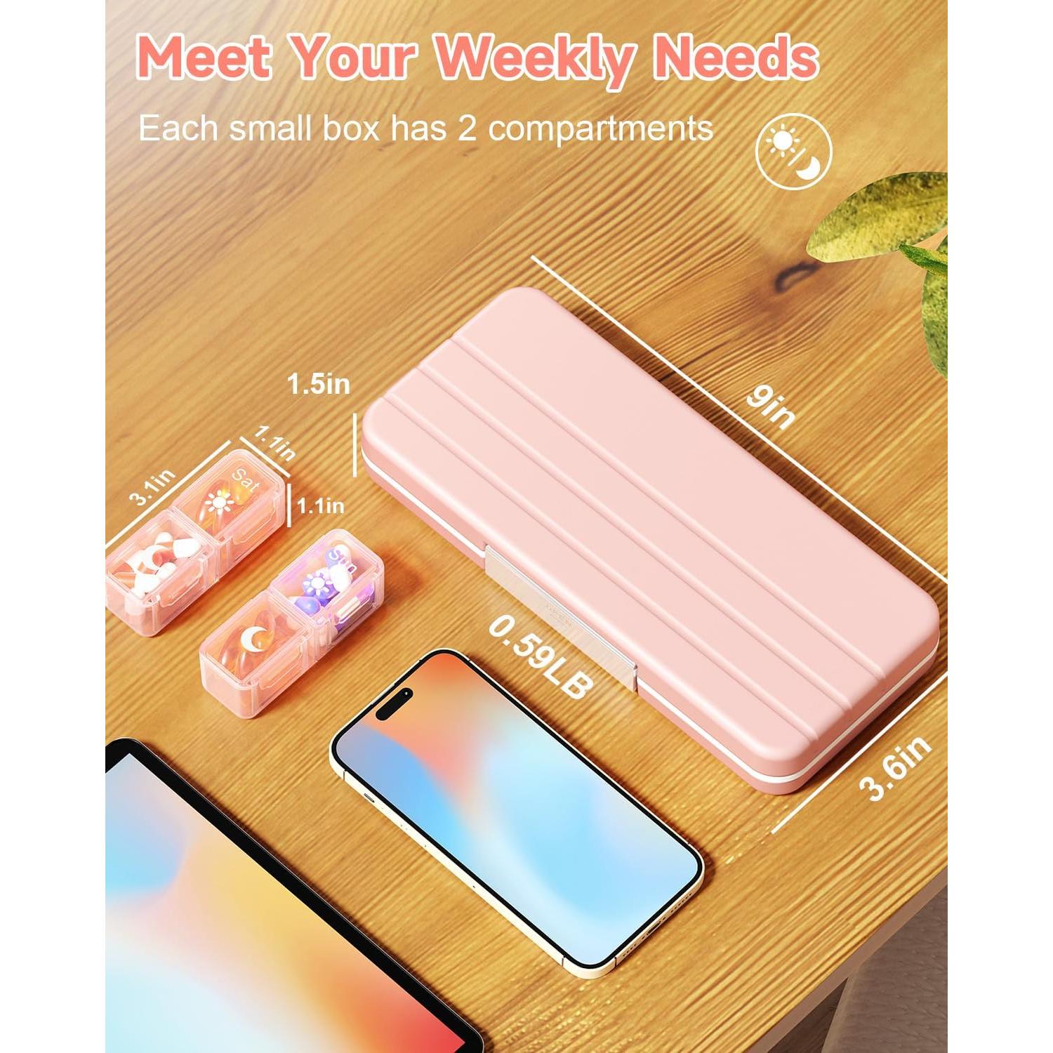 Organizador de Pastillas Semanal Betife Rosa Claro 7 Días