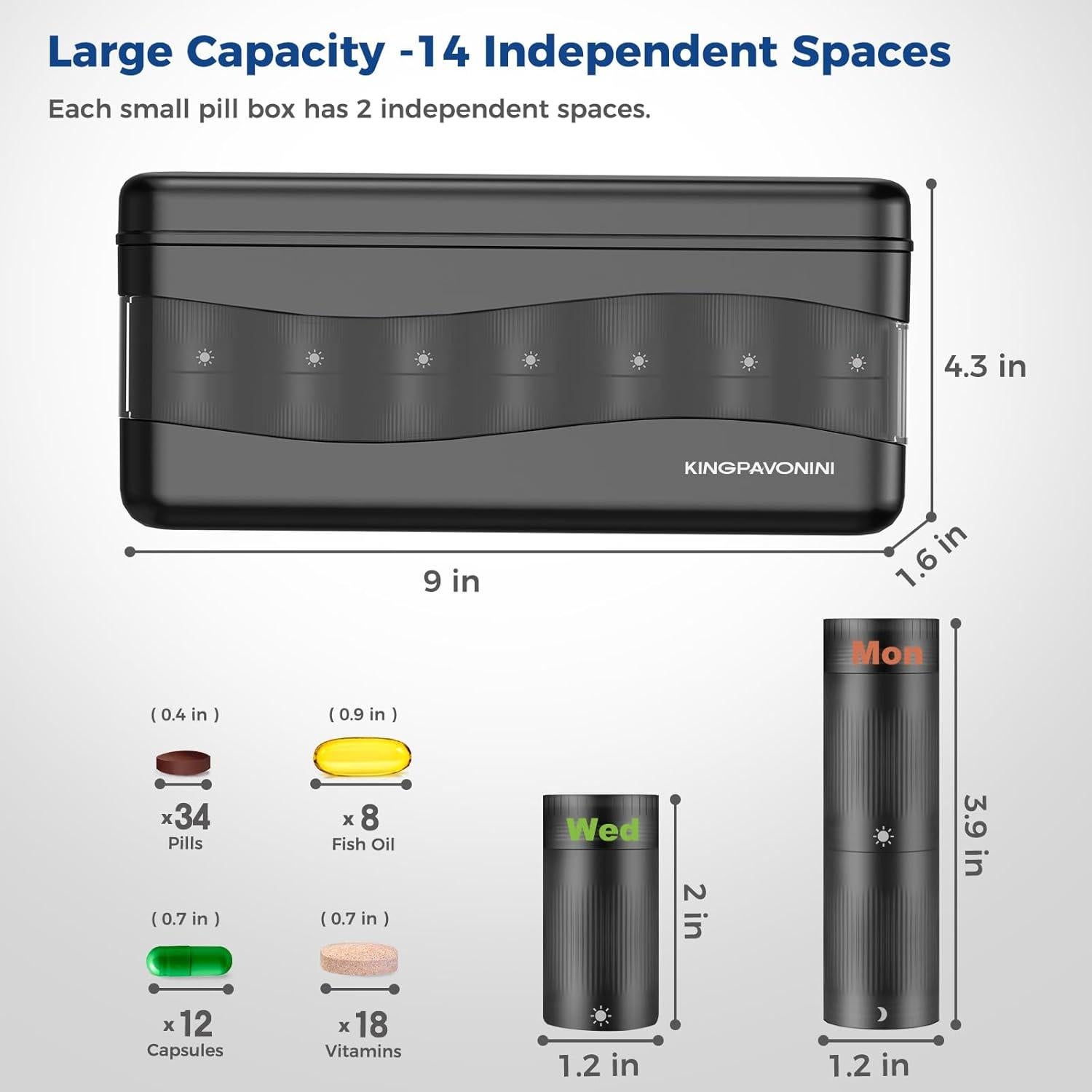 Organizador Semanal de Pastillas KingPavonini 2/3 Veces al Día