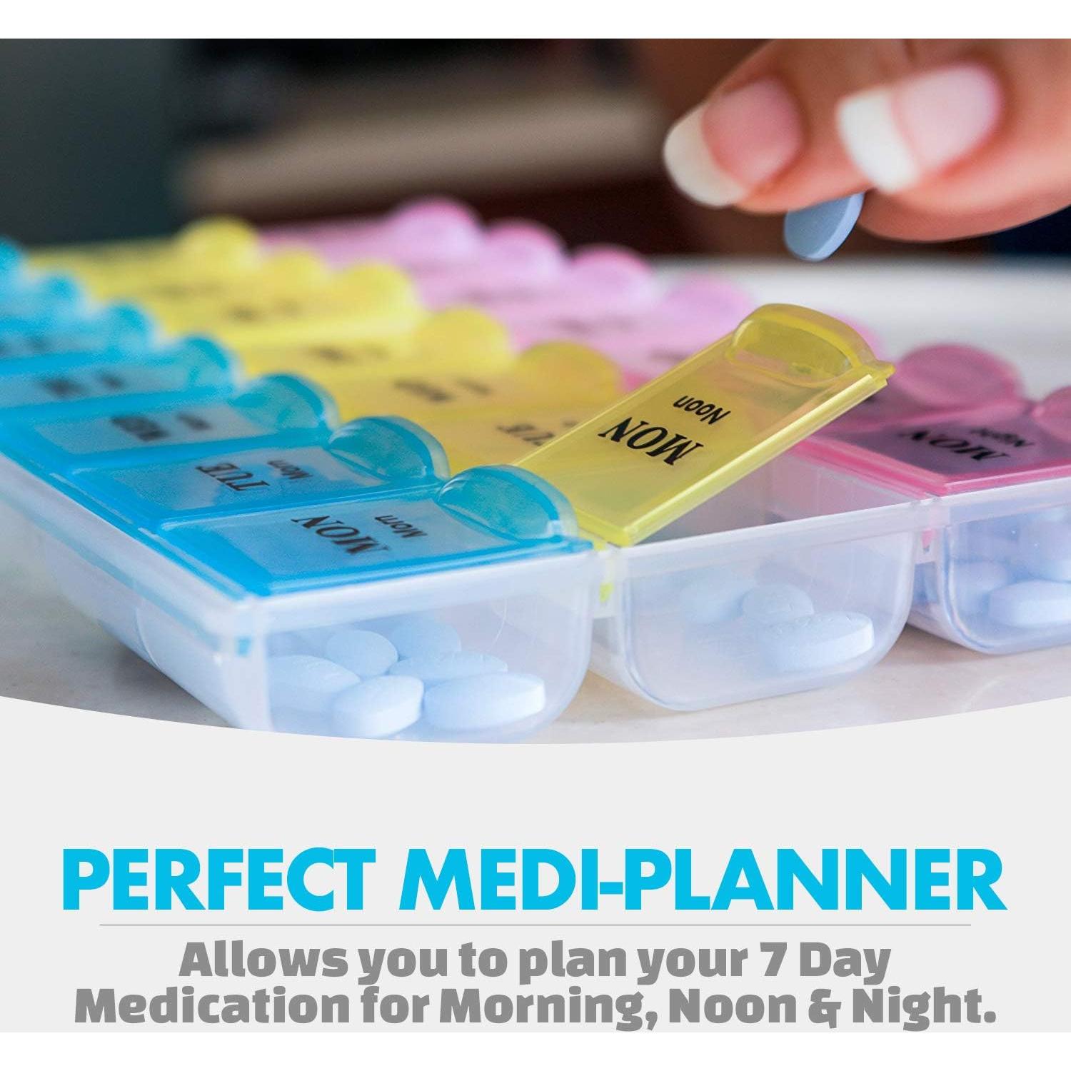 Organizador Semanal de Pastillas MEDca - Paquete de 2, 21 Compartimentos