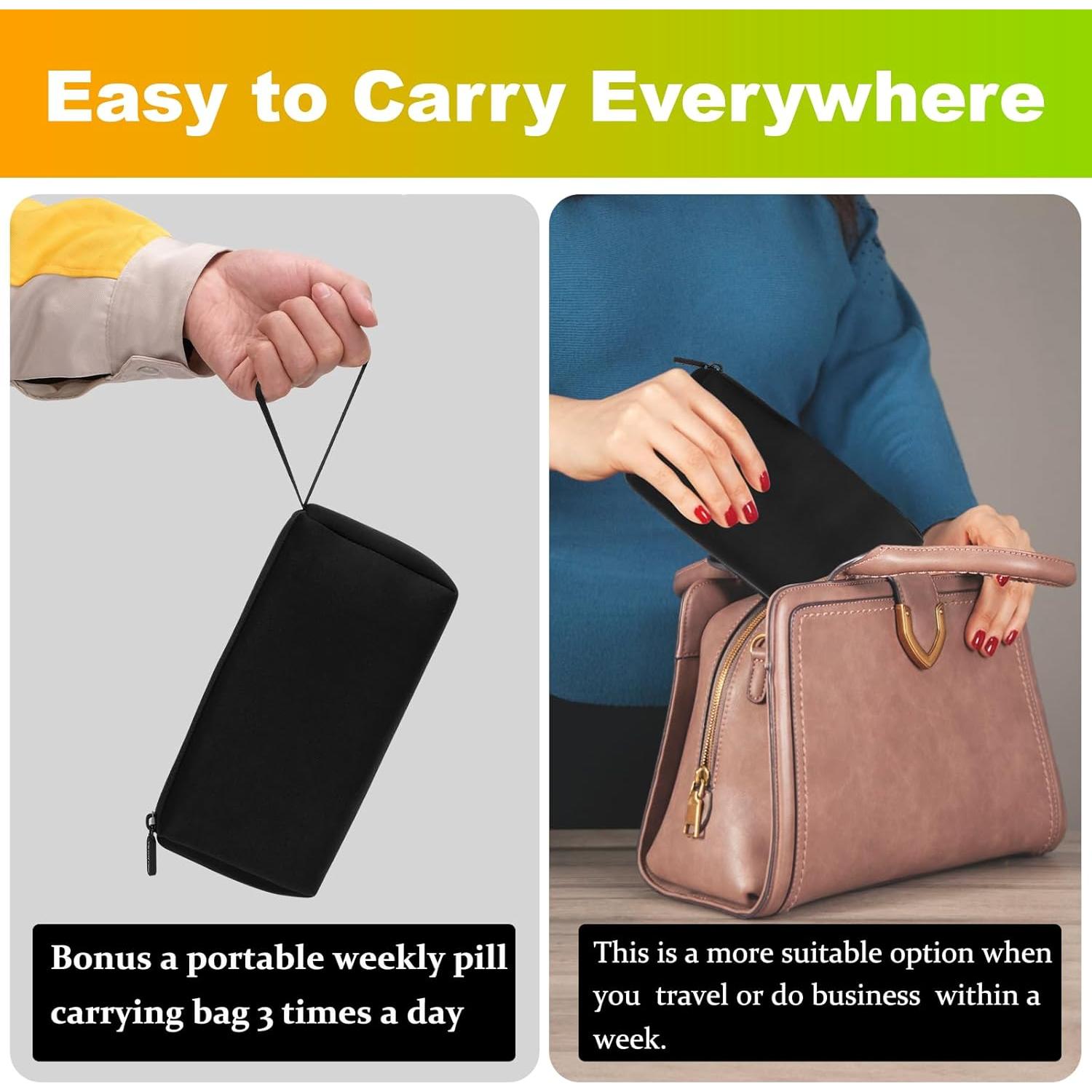 Organizador de Pastillas Mensual Yewltvep 3 Veces al Día con Estuche