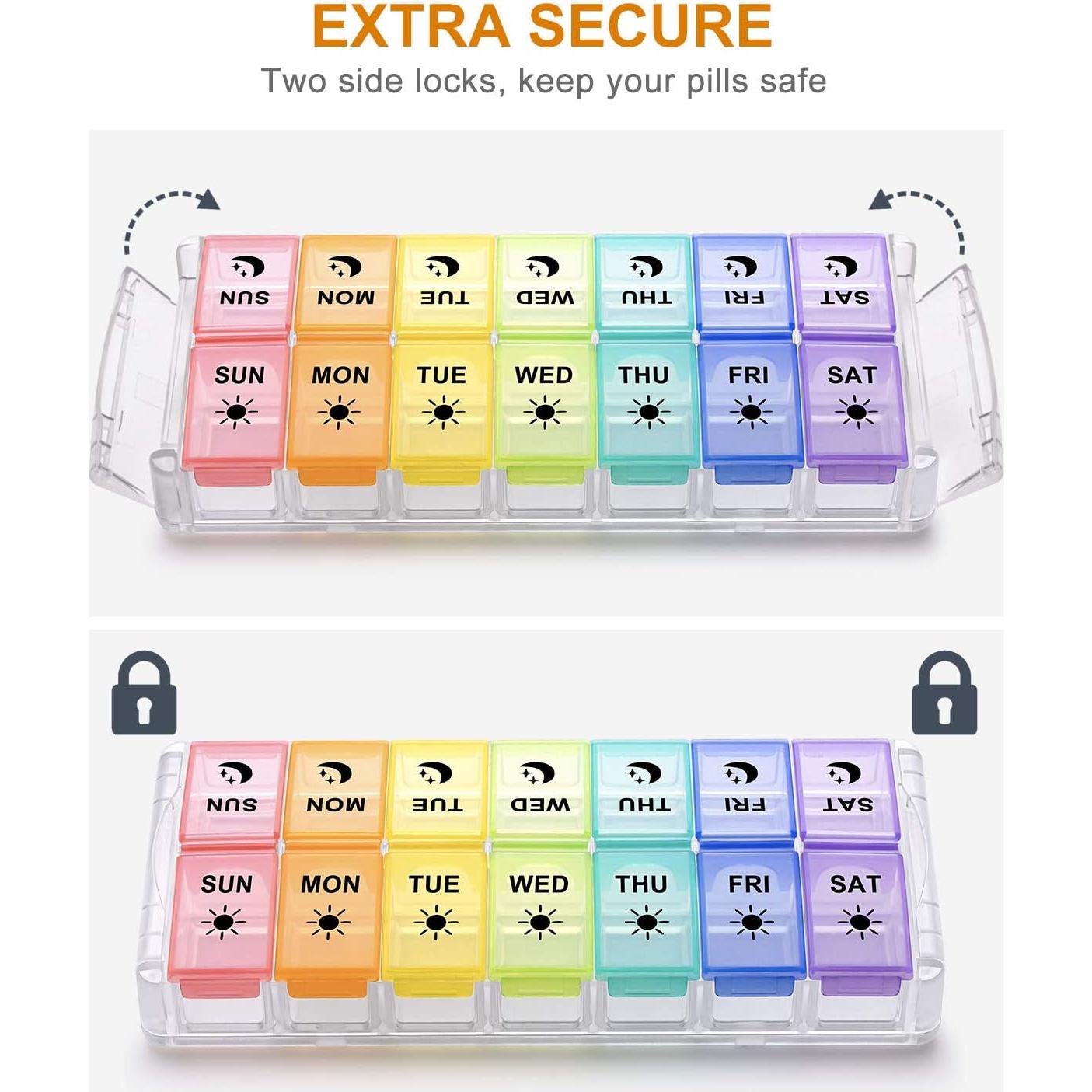 Organizador de Pastillas Semanal Fullicon AM PM Grande 14 Compartimentos