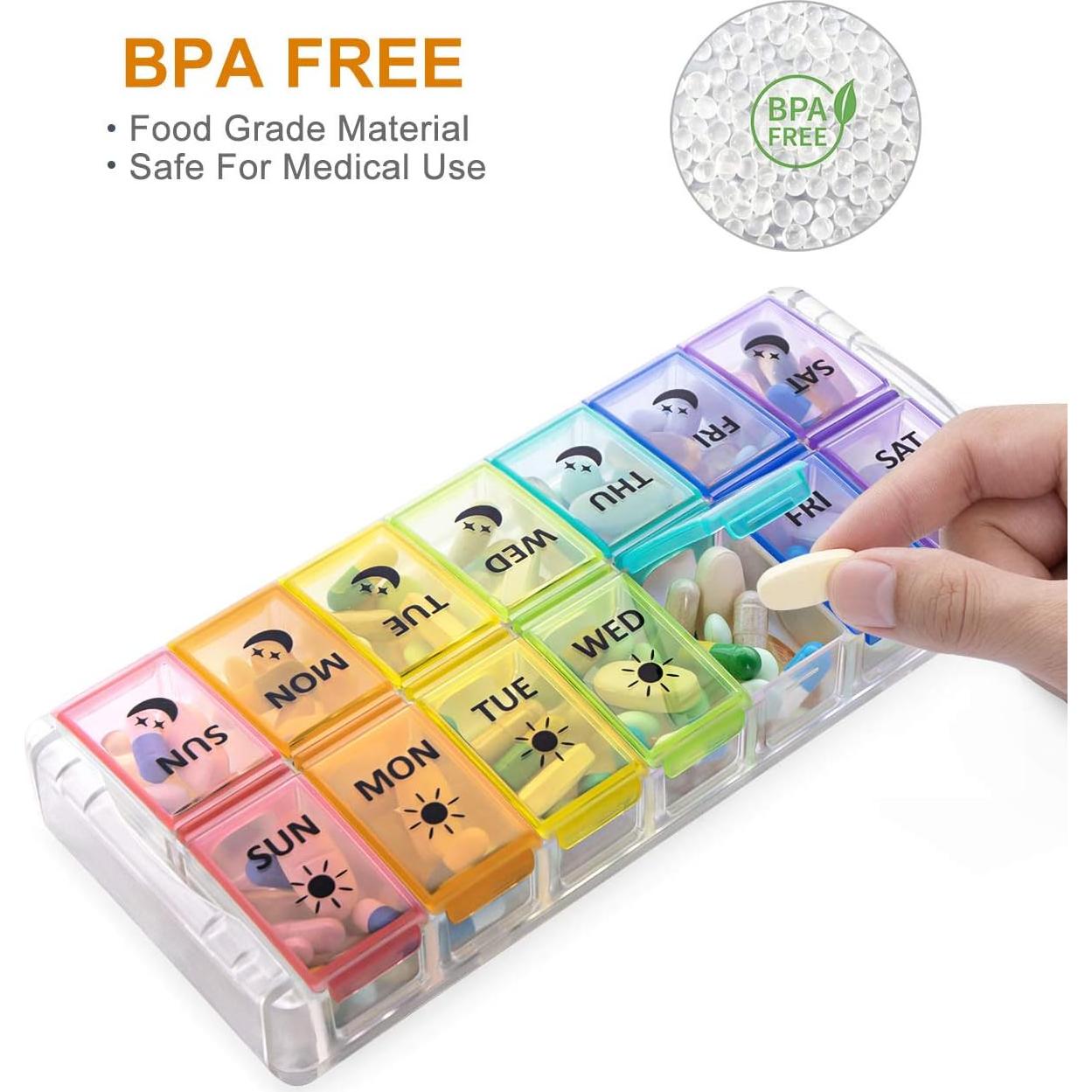 Organizador de Pastillas Semanal Fullicon AM PM Grande 14 Compartimentos