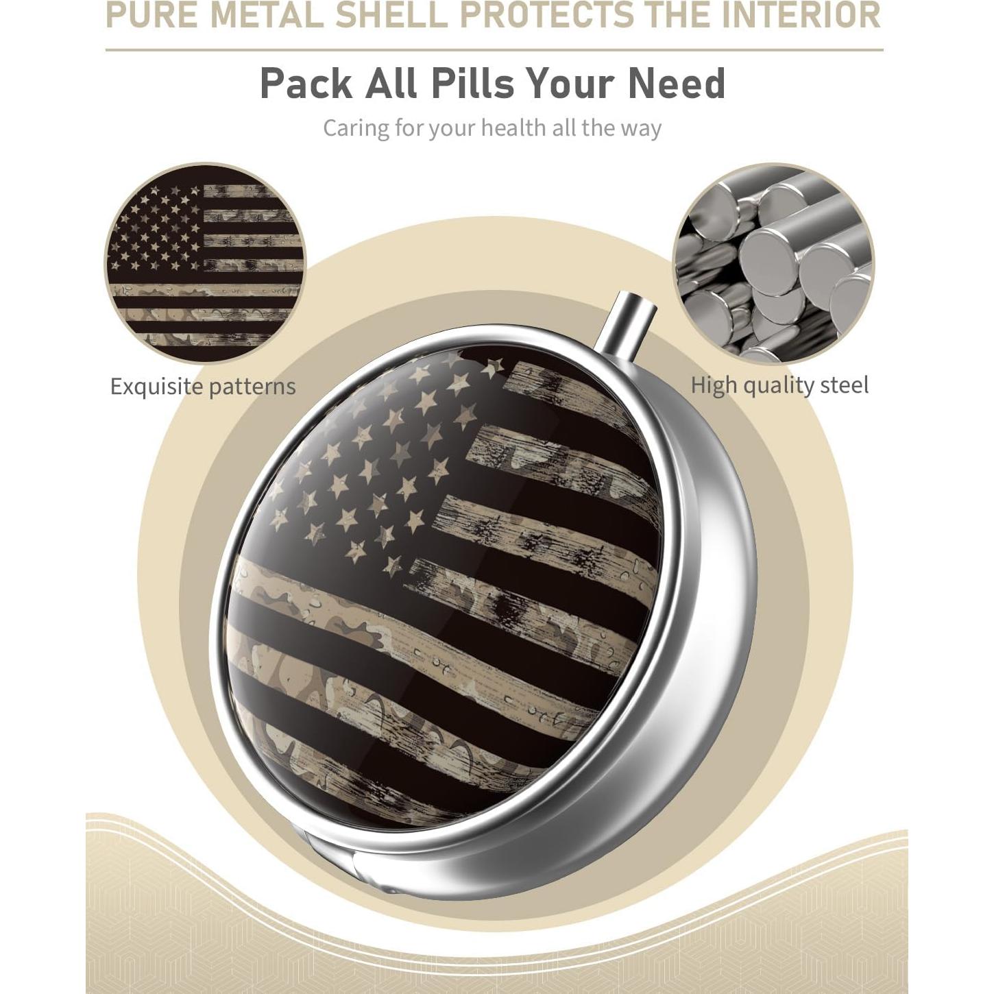 Caja de Pastillas Portátil Weaninyiu 3 Compartimentos Bandera Americana