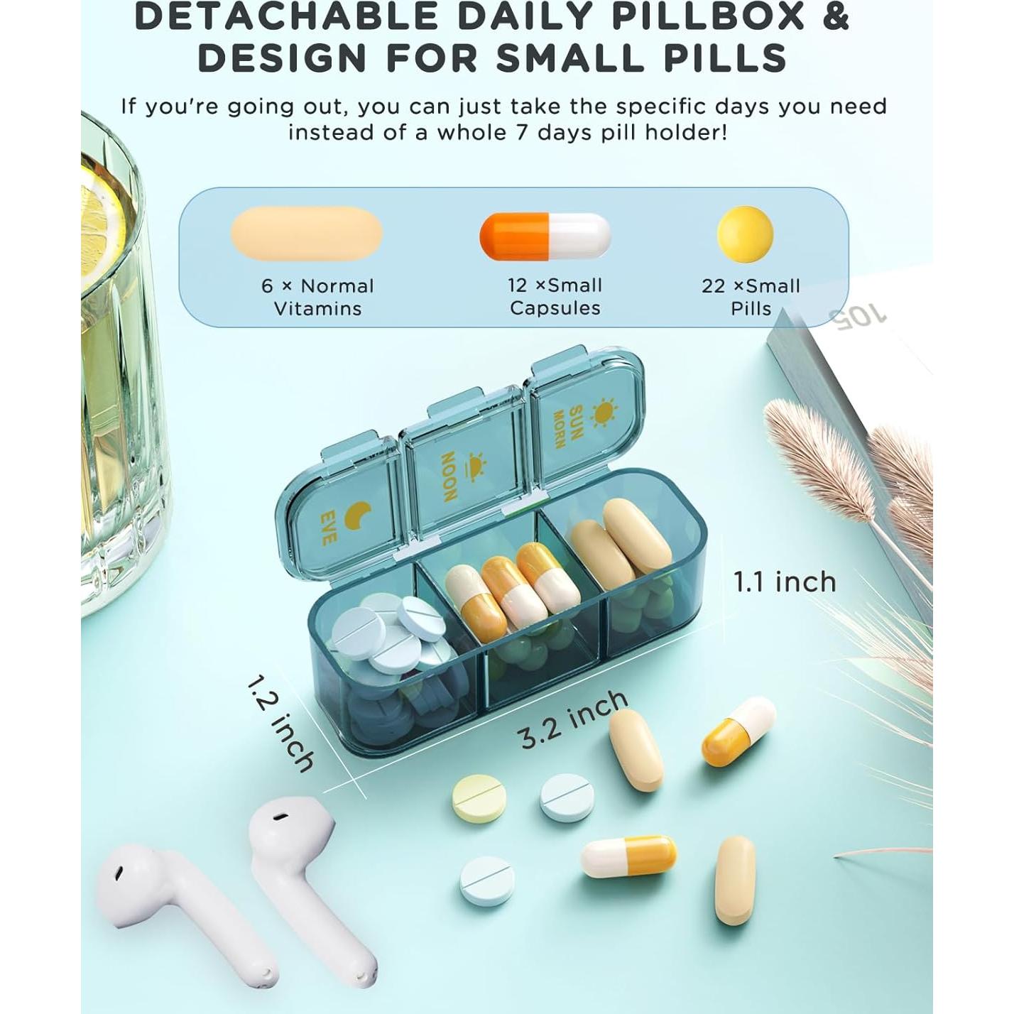 Organizador de Pastillas Acedada 3 Veces al Día Azul 7 Días