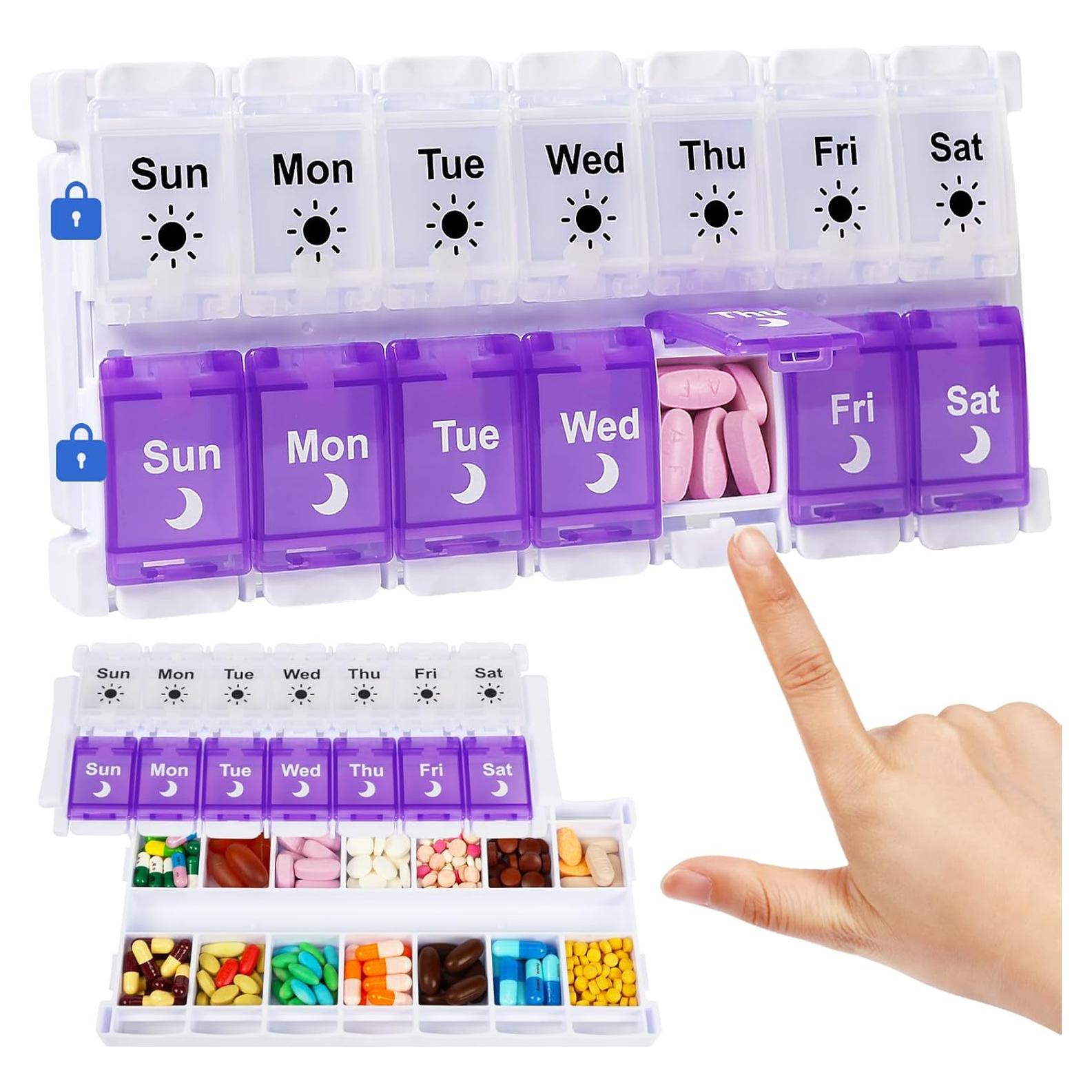 Organizador de Pastillas Semanal Shintop AM PM 7 Días Púrpura