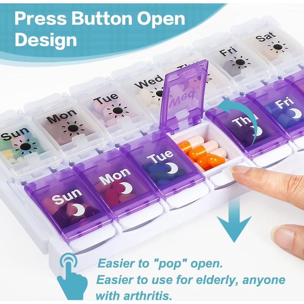Organizador de Pastillas Semanal Shintop AM PM 7 Días Púrpura