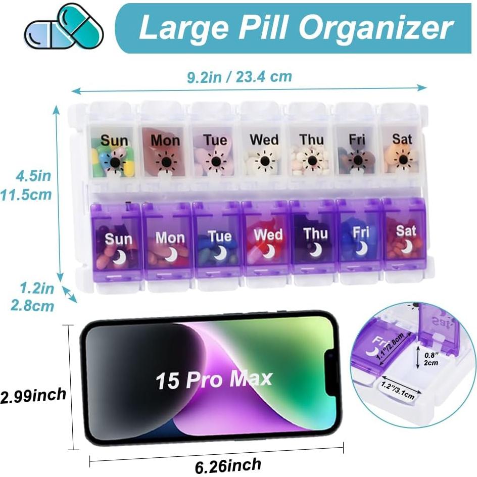 Organizador de Pastillas Semanal Shintop AM PM 7 Días Púrpura