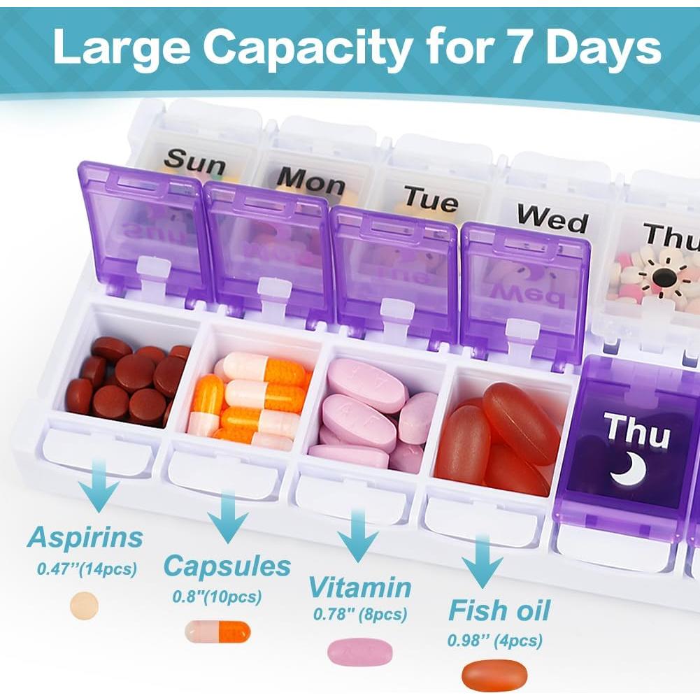 Organizador de Pastillas Semanal Shintop AM PM 7 Días Púrpura
