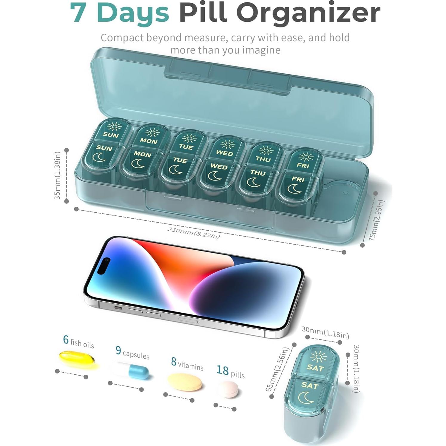 Organizador de Pastillas Semanal Pillex 14 Compartimentos AM PM