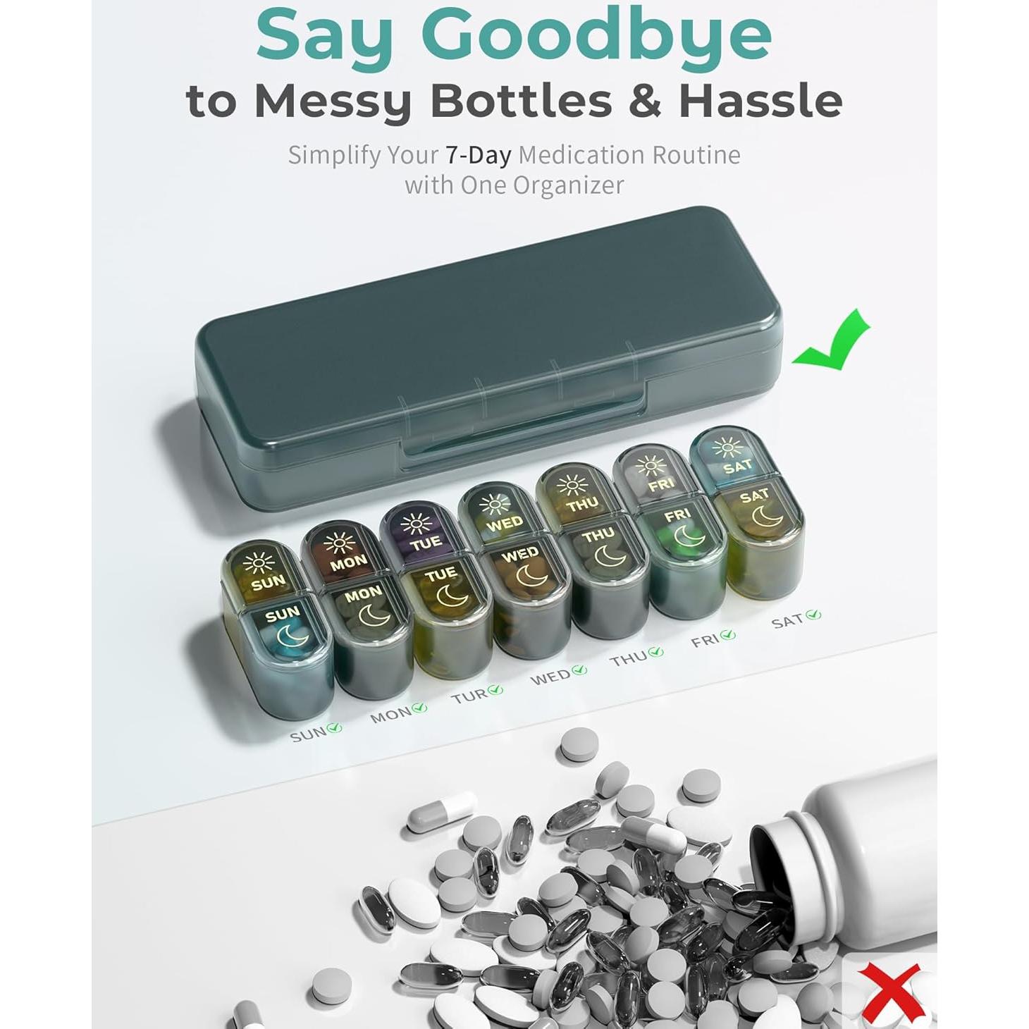 Organizador de Pastillas Semanal Pillex 14 Compartimentos AM PM