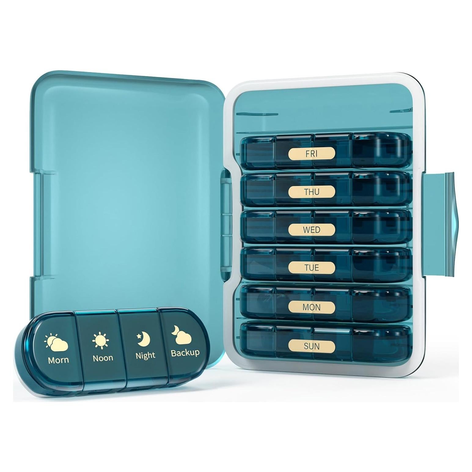 Organizador Semanal de Pastillas 4 Veces al Día Codcaw Azul