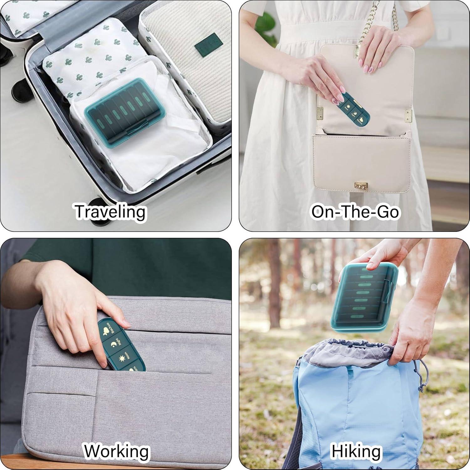 Organizador Semanal de Pastillas 4 Veces al Día Codcaw Azul